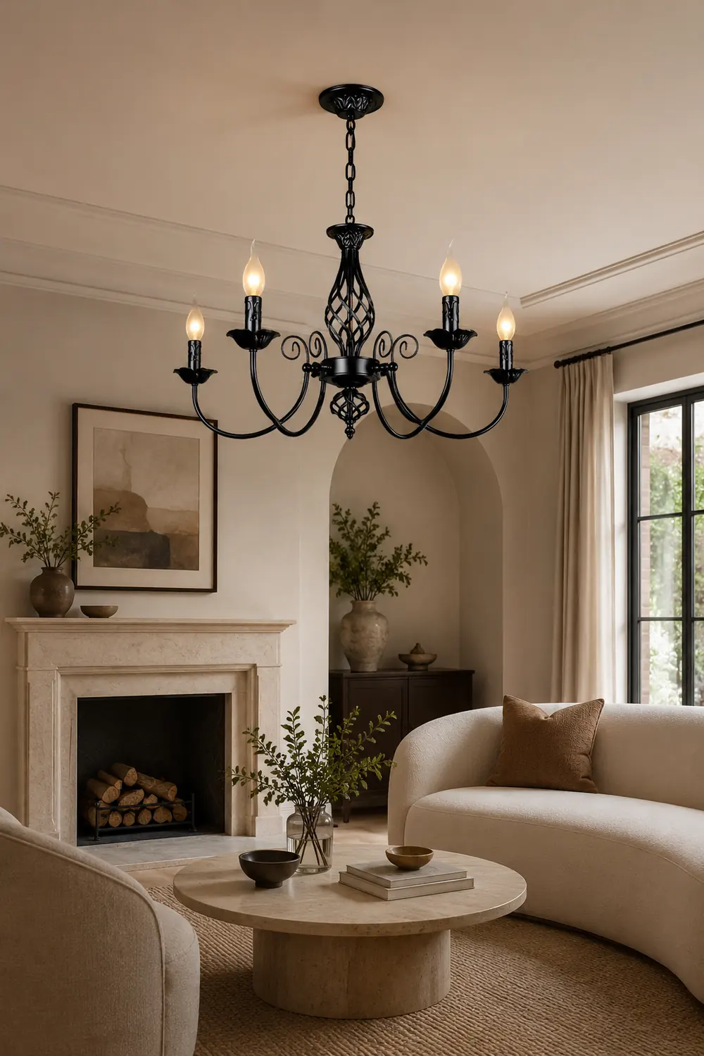 Silva Pendant Light Candle Retro, Metal/Glass, Black/White, Restaurant - Lumpaz