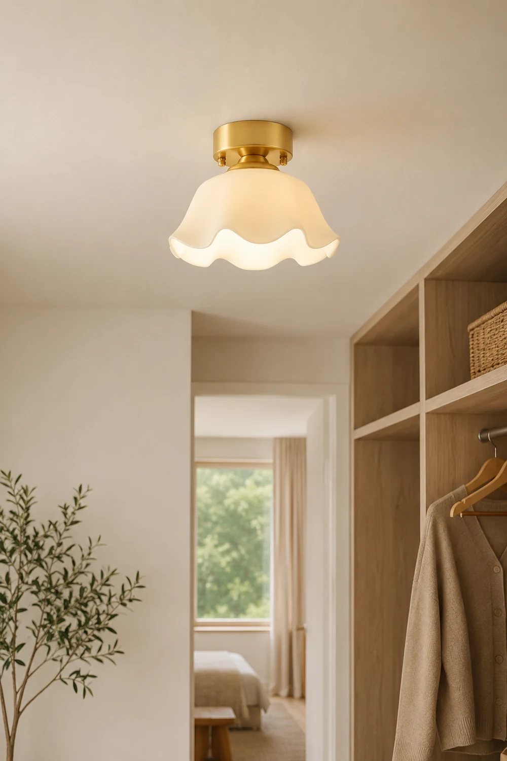 Sanna Retro Metal Flush Mount Ceiling Light Brass - Lumpaz