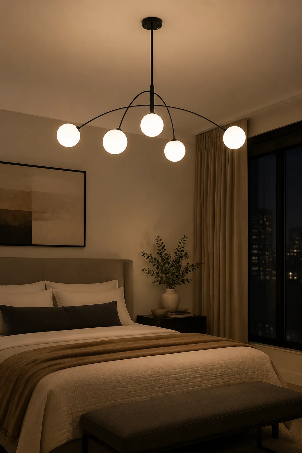 Valentina Pendant Light Globe Modern, Metal/Glass, Black/Gold, Bedroom - Lumpaz