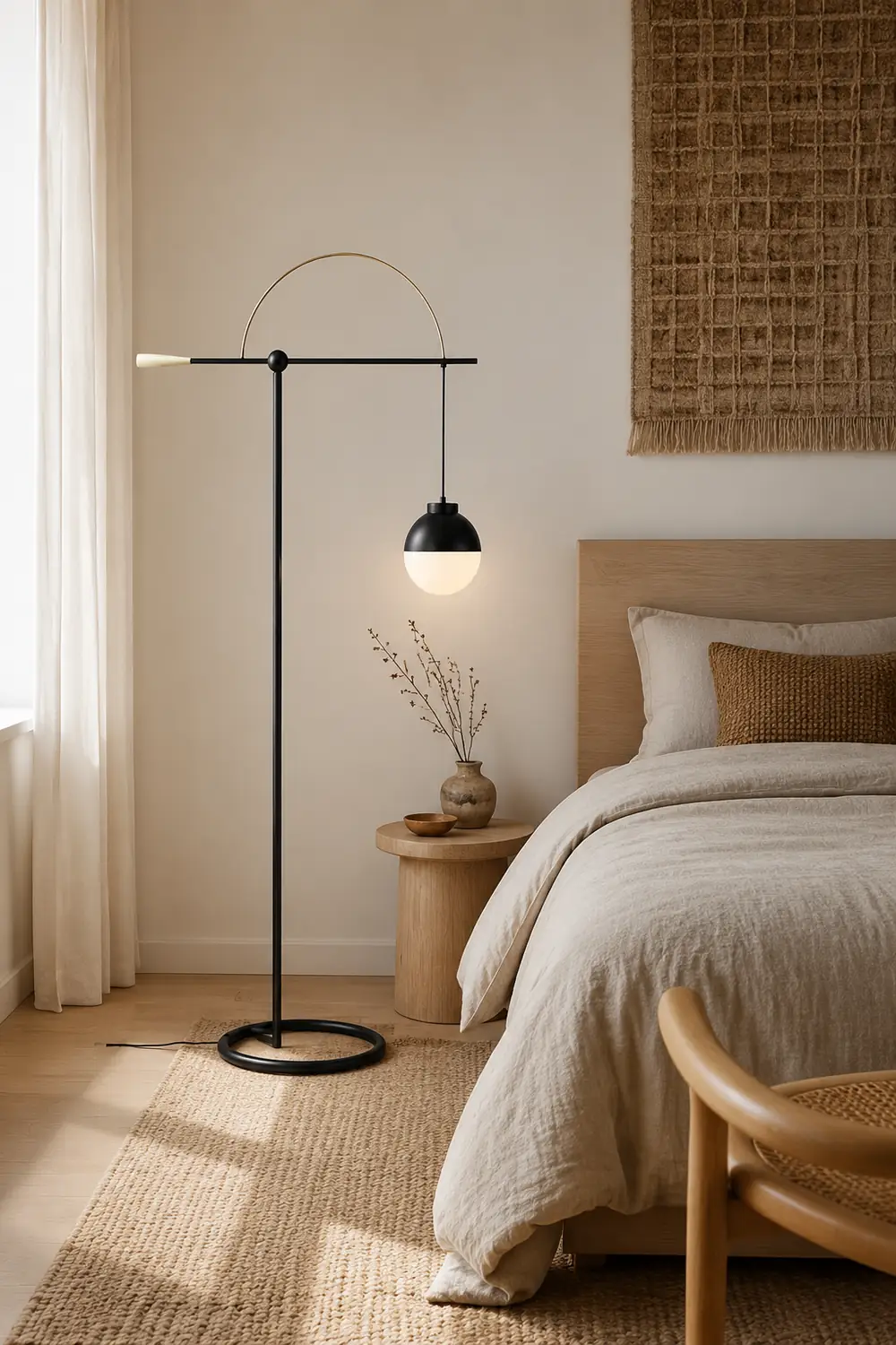 Valentina Modern Nordic Curved Bubble Metal/Glass Floor lamp, Black - Lumpaz