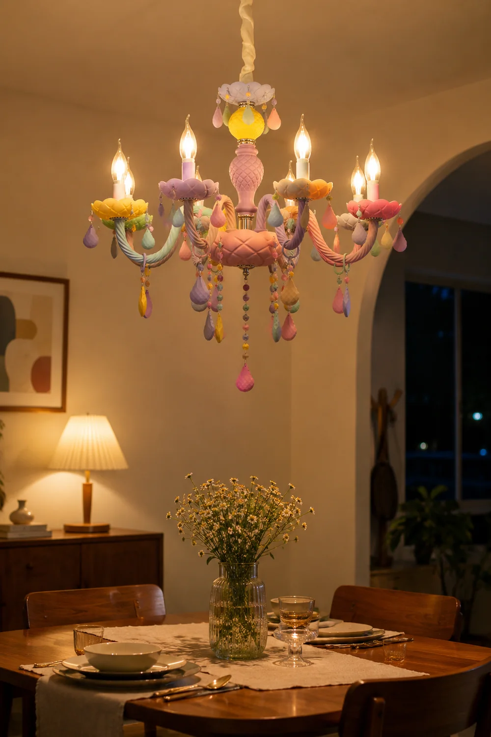 Morandi Modern Metal Colorful Chandelier for Children's Room, Living Room - Lumpaz
