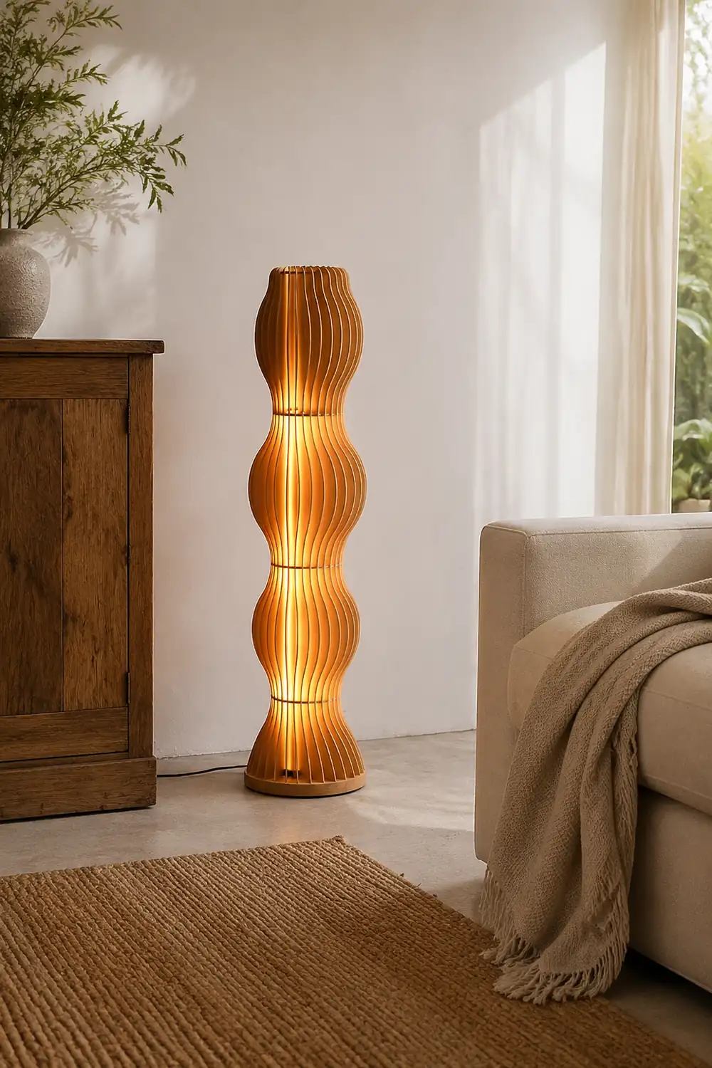 Ozawa Floor Lamp Unique Modern, Wooden Creative - Lumpaz