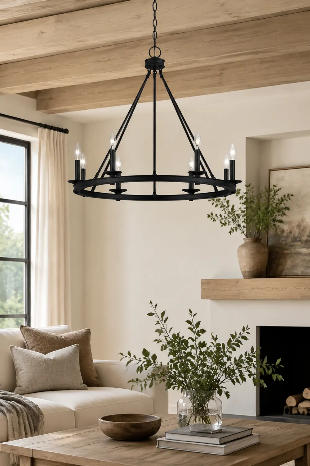 Silva Modern Candles Chandelier Black Metal Living Room/Bedroom - Lumpaz