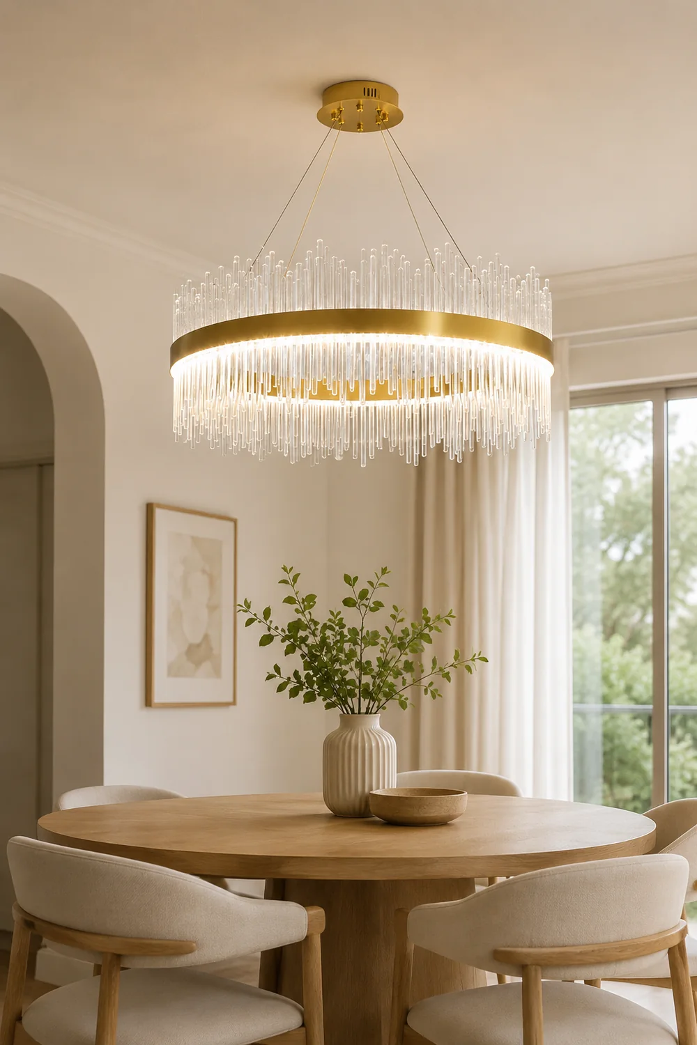 Marilyn Modern Round/Rectangular Chain Chandelier, Gold - Lumpaz