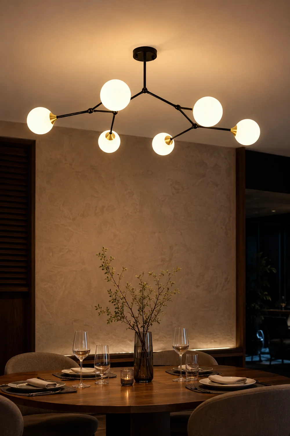 Valentina Modern Glass Bubble Chandelier Bedroom, Black/Gold - Lumpaz
