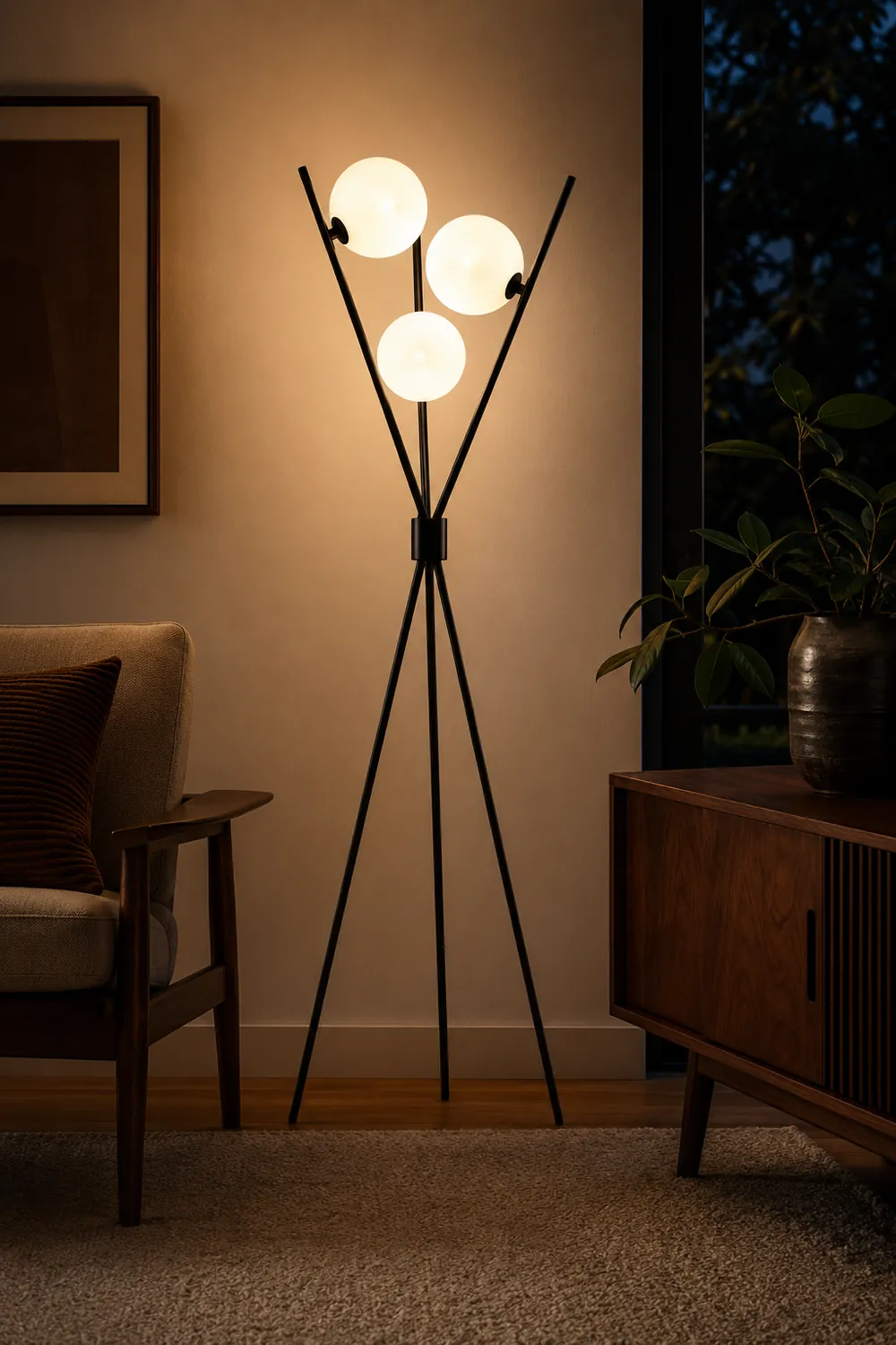 Valentina Tripod Floor Lamp/Table Lamp, Metal/Acrylic - Lumpaz
