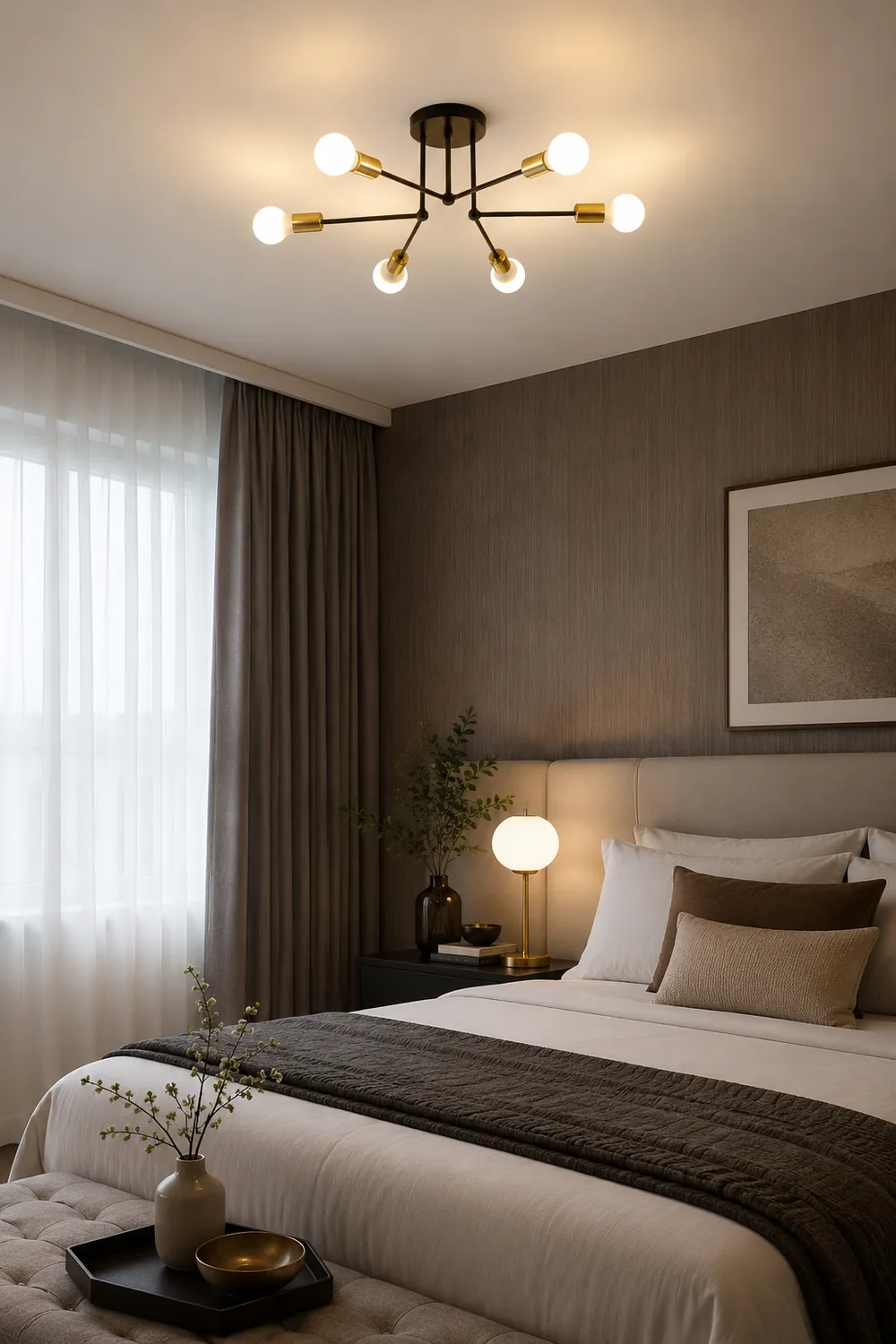 Valentina Flush Mount Ceiling Lights Linear Industrial, Metal/Glass, Bedroom - Lumpaz