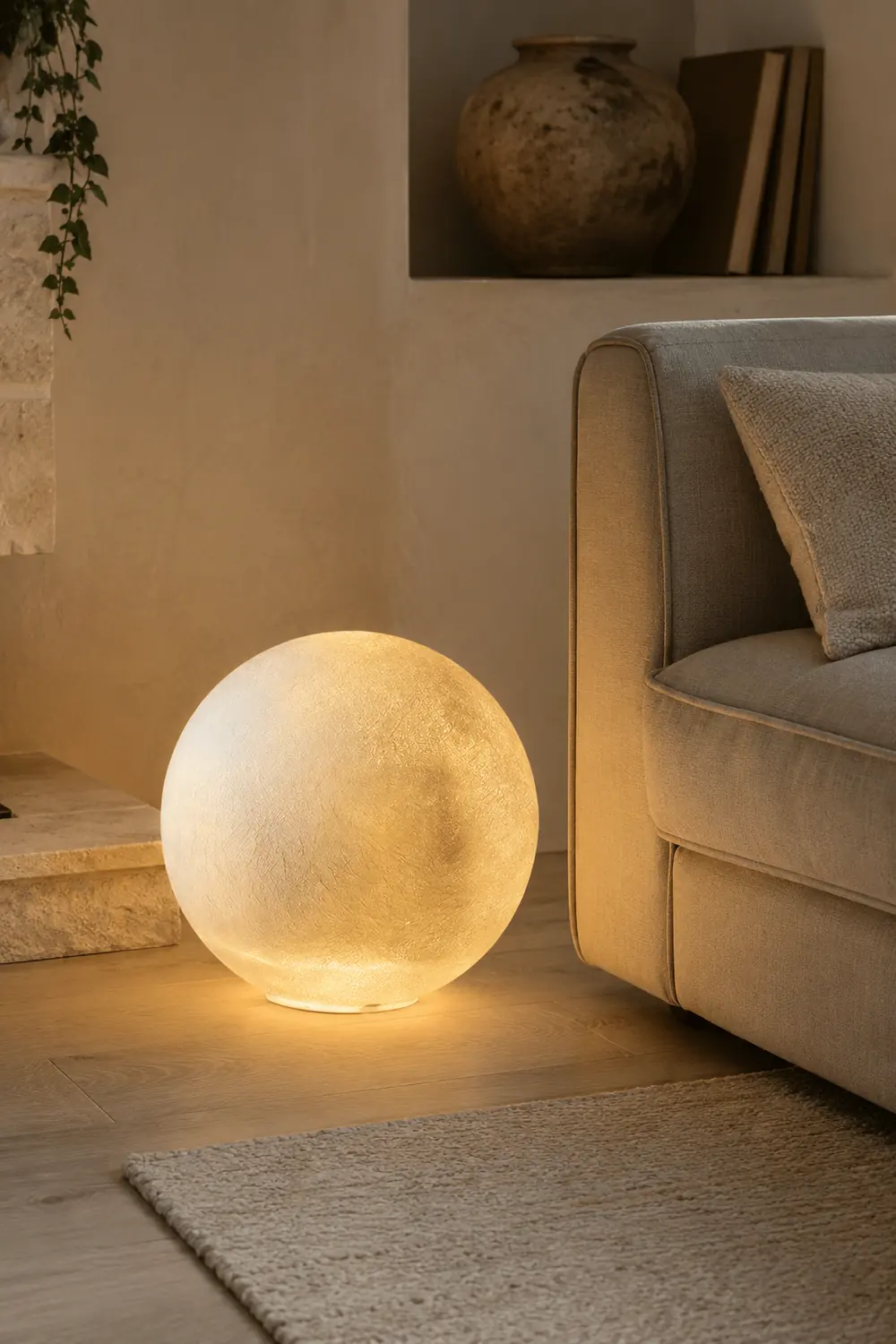 Elif Modern Decorative Dream Floor Lamp Moon Globe Resin Bedroom - Lumpaz