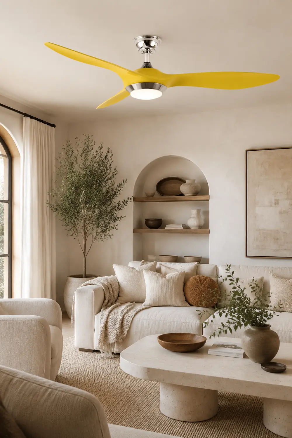 Garner 3-Blade Black & Yellow Ceiling Fan with Light, DIA 52'' - Lumpaz