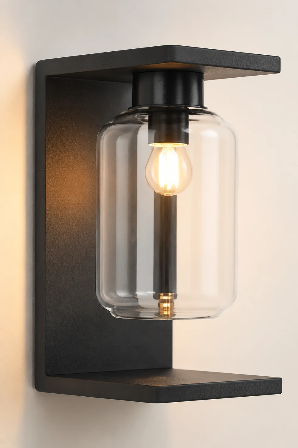 Outdoor Waterproof LED Glass Black Modern Solar Wall Lights with Remote复制 - Lumpaz