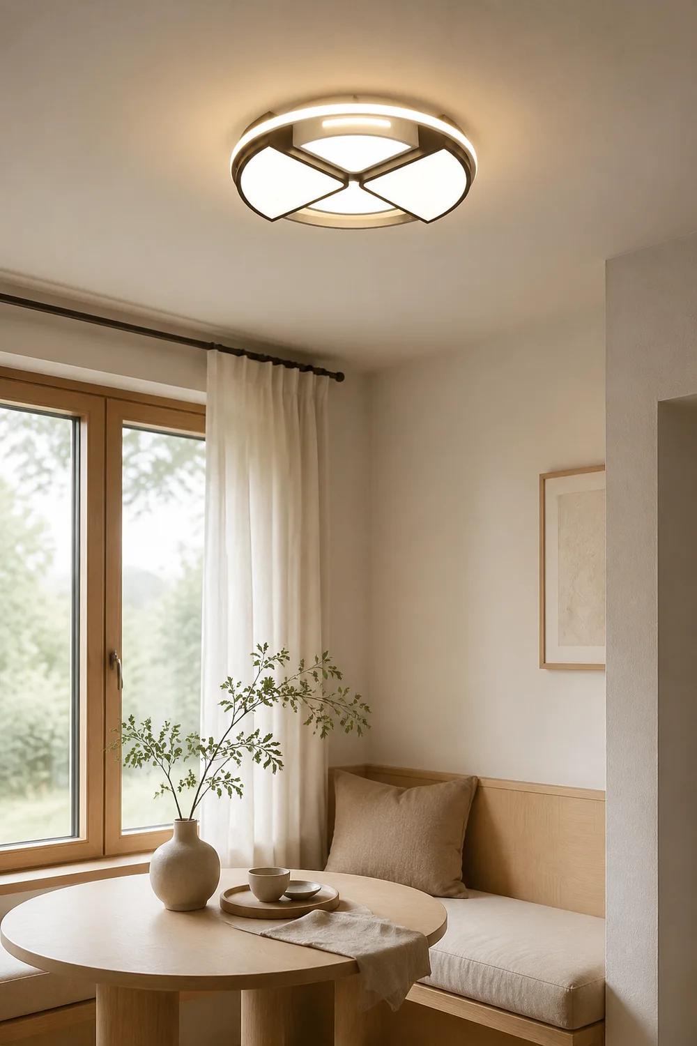 Quinn Modern Round Flush Mount Ceiling Light, Black&White - Lumpaz