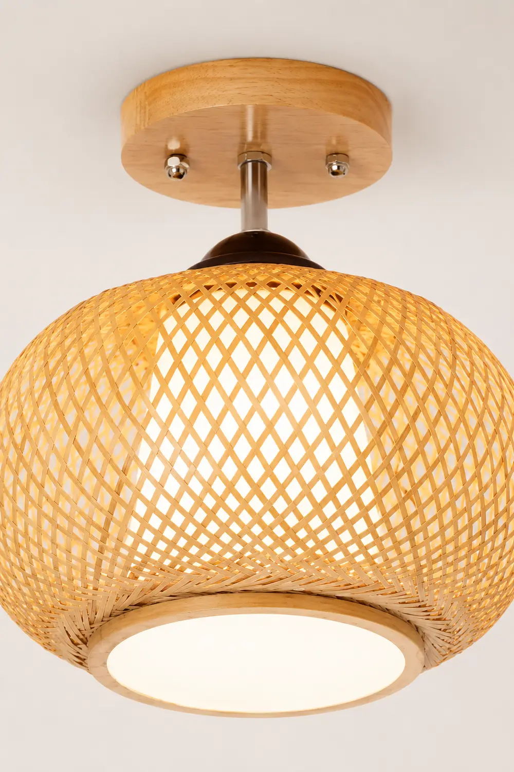 Muto Boho Flush Mount Rattan Ceiling Light, Living Room - Lumpaz