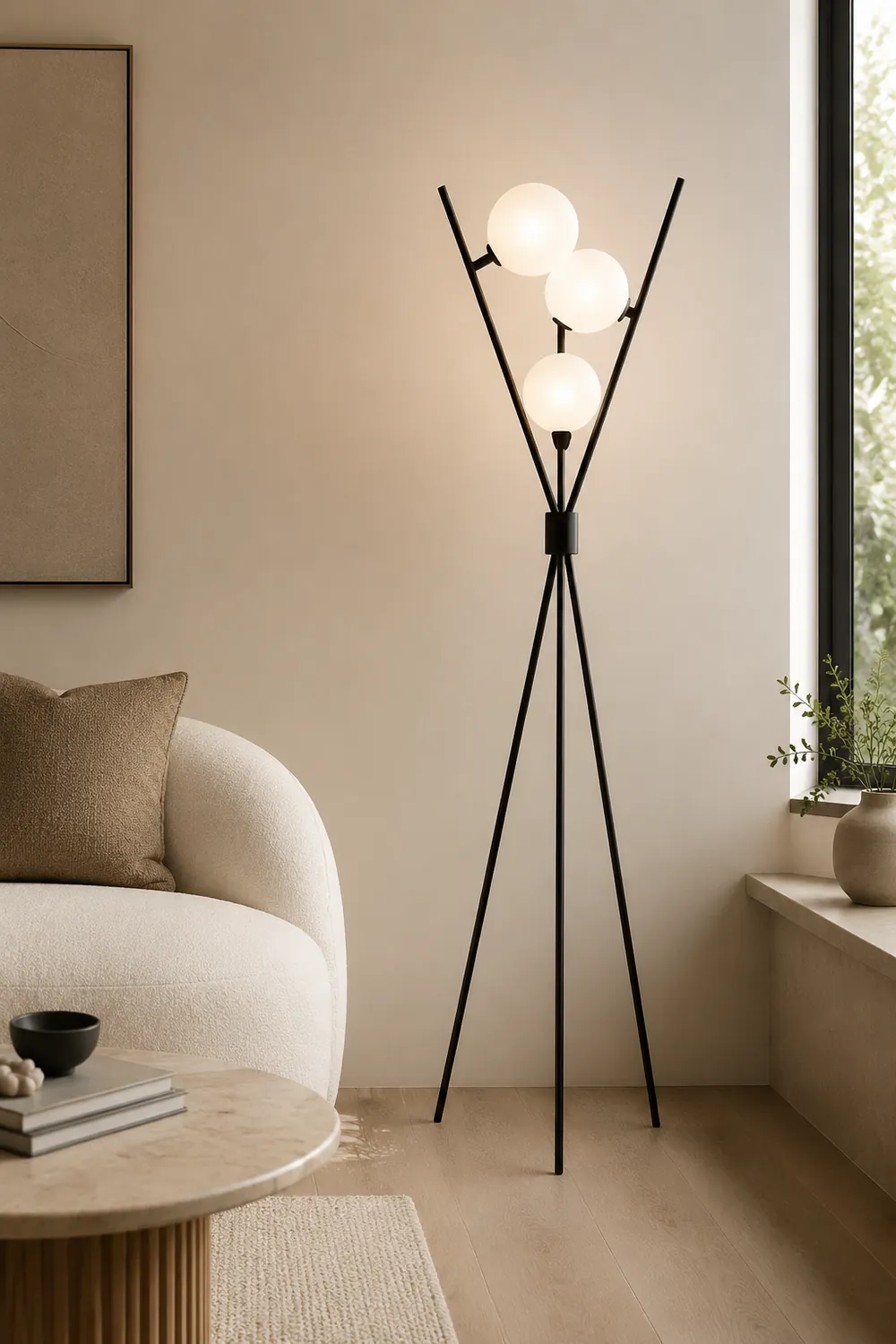 Valentina Tripod Floor Lamp/Table Lamp, Metal/Acrylic - Lumpaz
