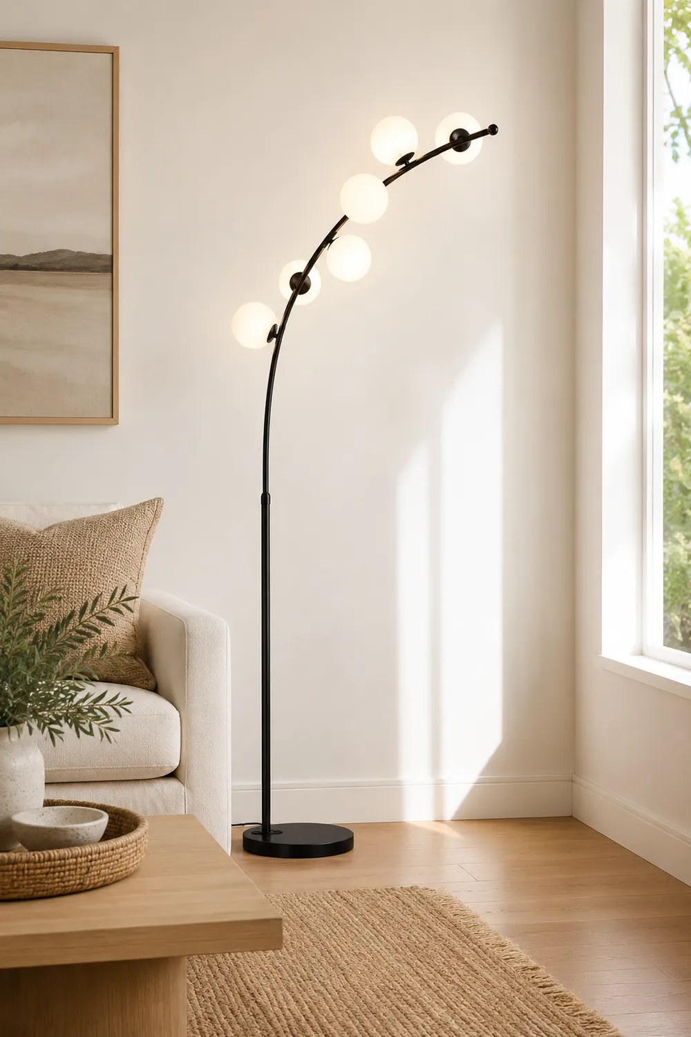 Valentina Modern Arc Multi Head Bubble Floor Lamp Black/Gold - Lumpaz