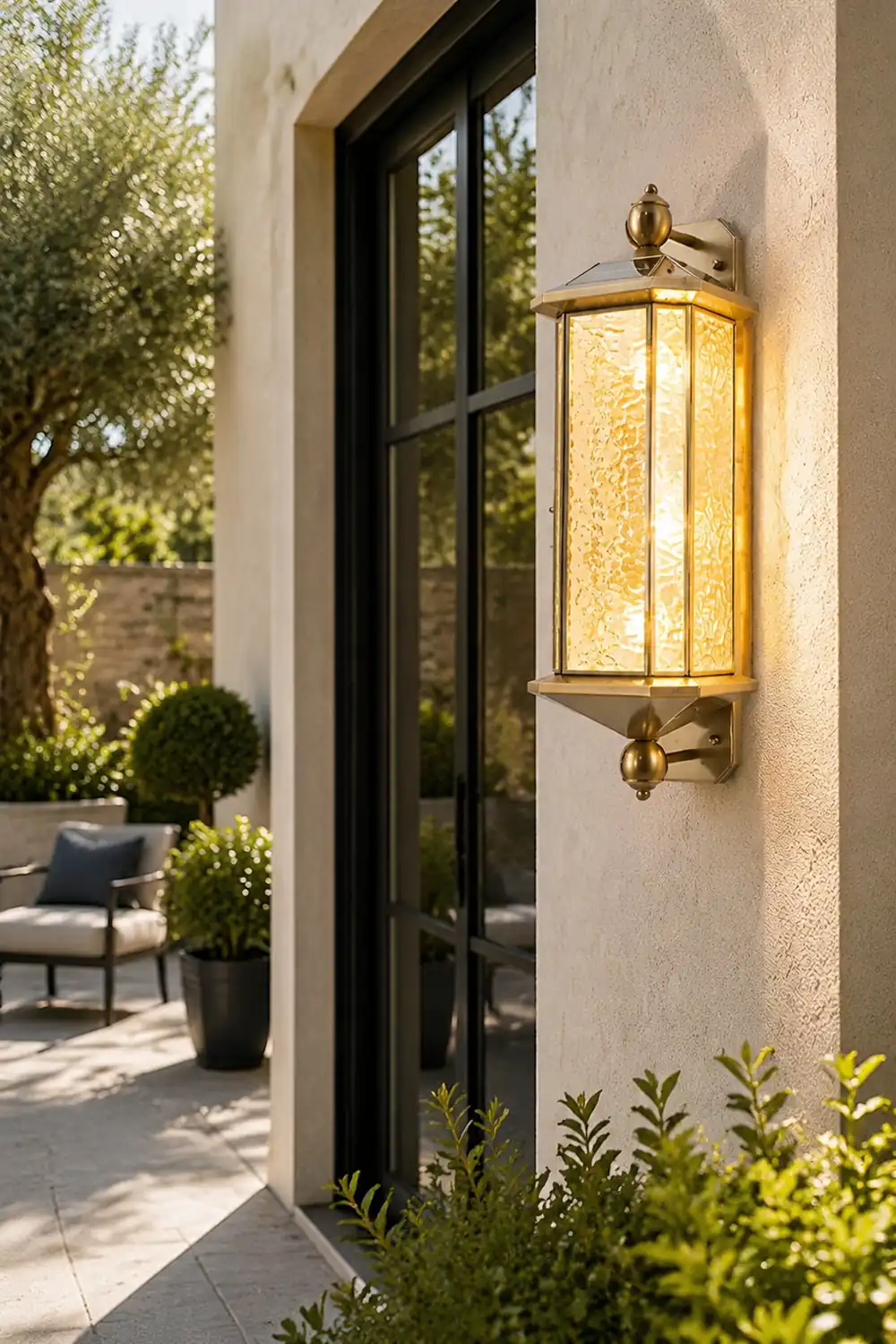 23.62-In. European Copper Dimmable Hardwired/Solar Outdoor Wall Lights - Lumpaz