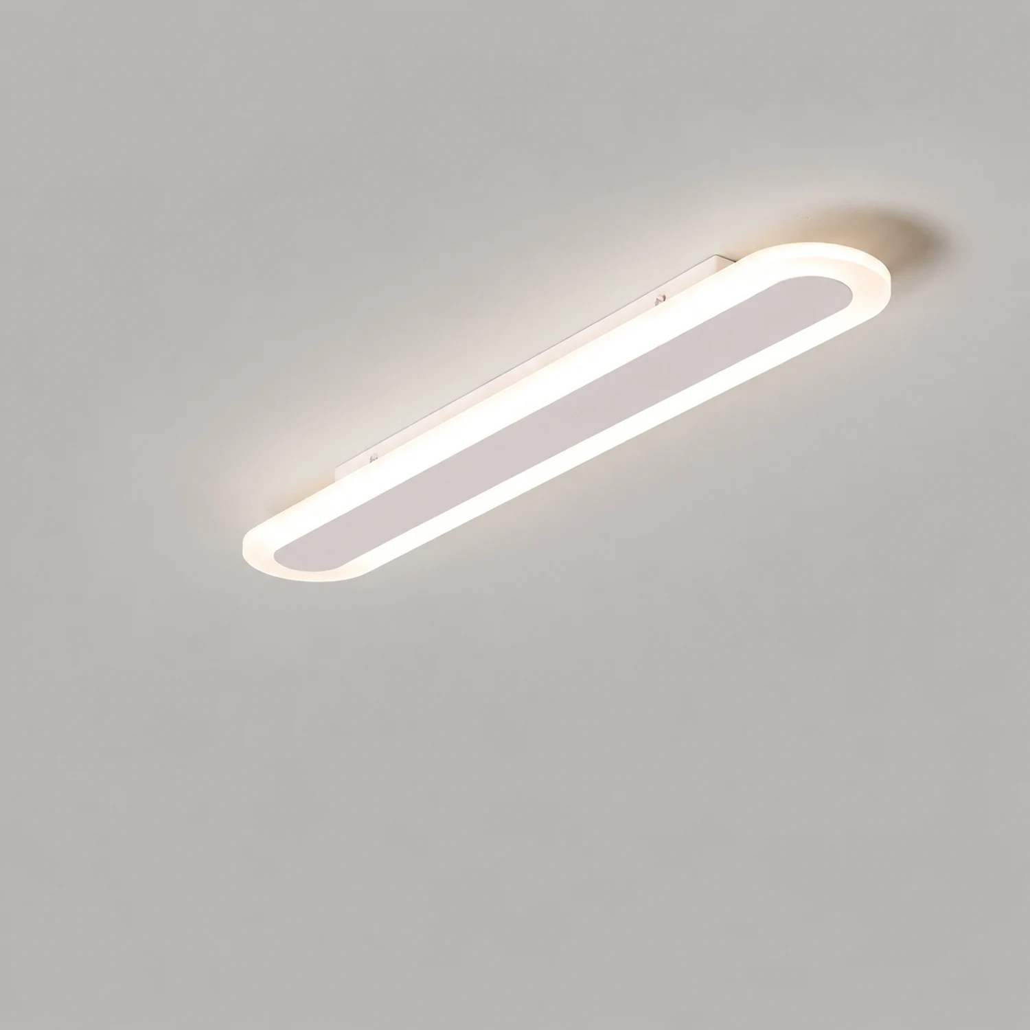 Edge Minimalist Oval Linear Metal/Acrylic Flush Mount Ceiling Light, White/Coffee - Lumpaz