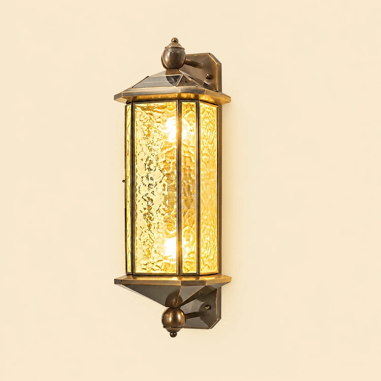 23.62-In. European Copper Dimmable Hardwired/Solar Outdoor Wall Lights - Lumpaz
