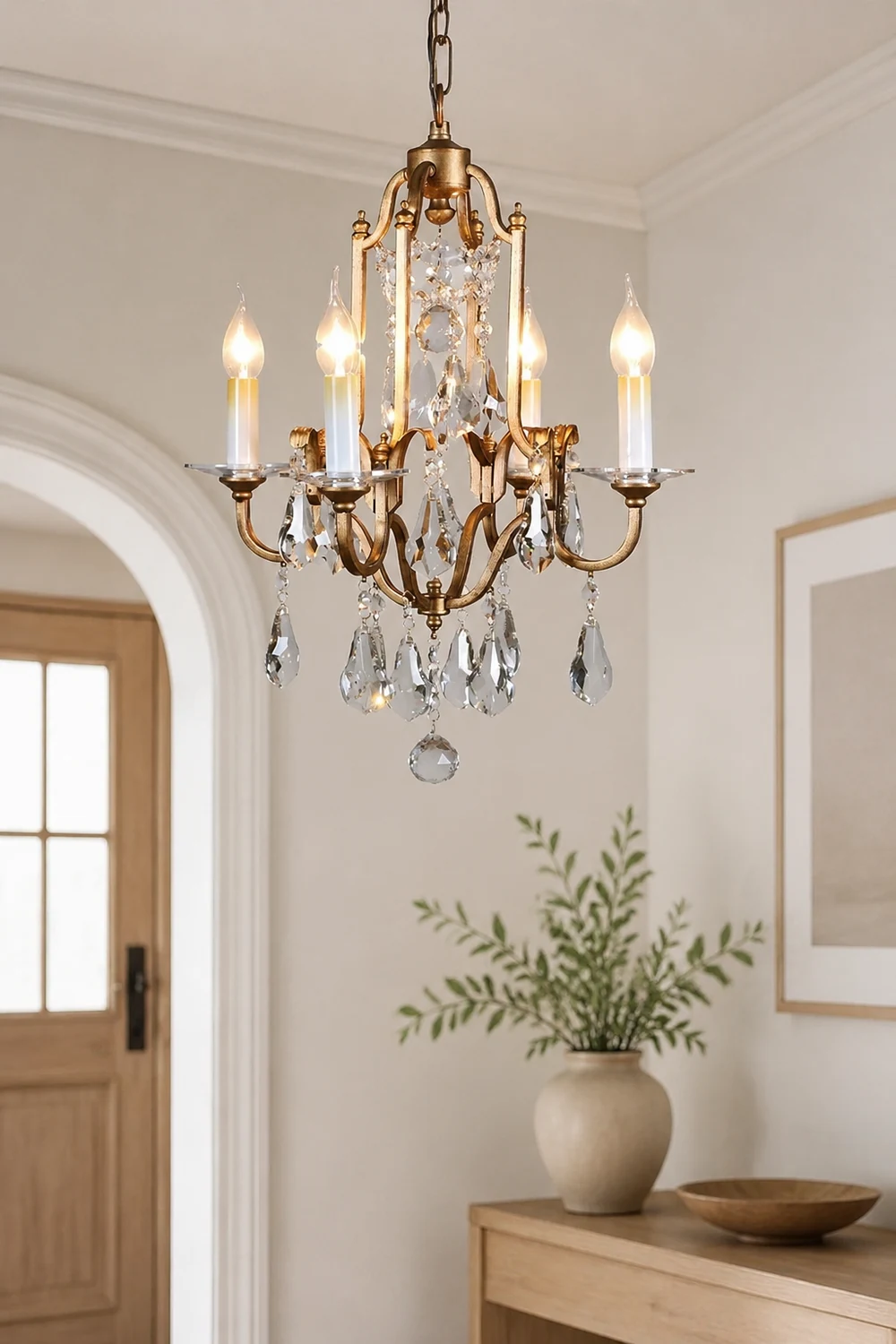 Silva Vintage Luxury Candle Crystal/Metal Chandelier, Gold - Lumpaz