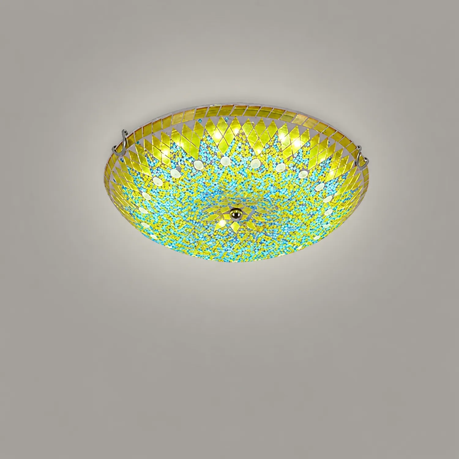 Eryn Modern Mediterranean Glass Flush Mount Ceiling Light Blue/Yellow/White - Lumpaz