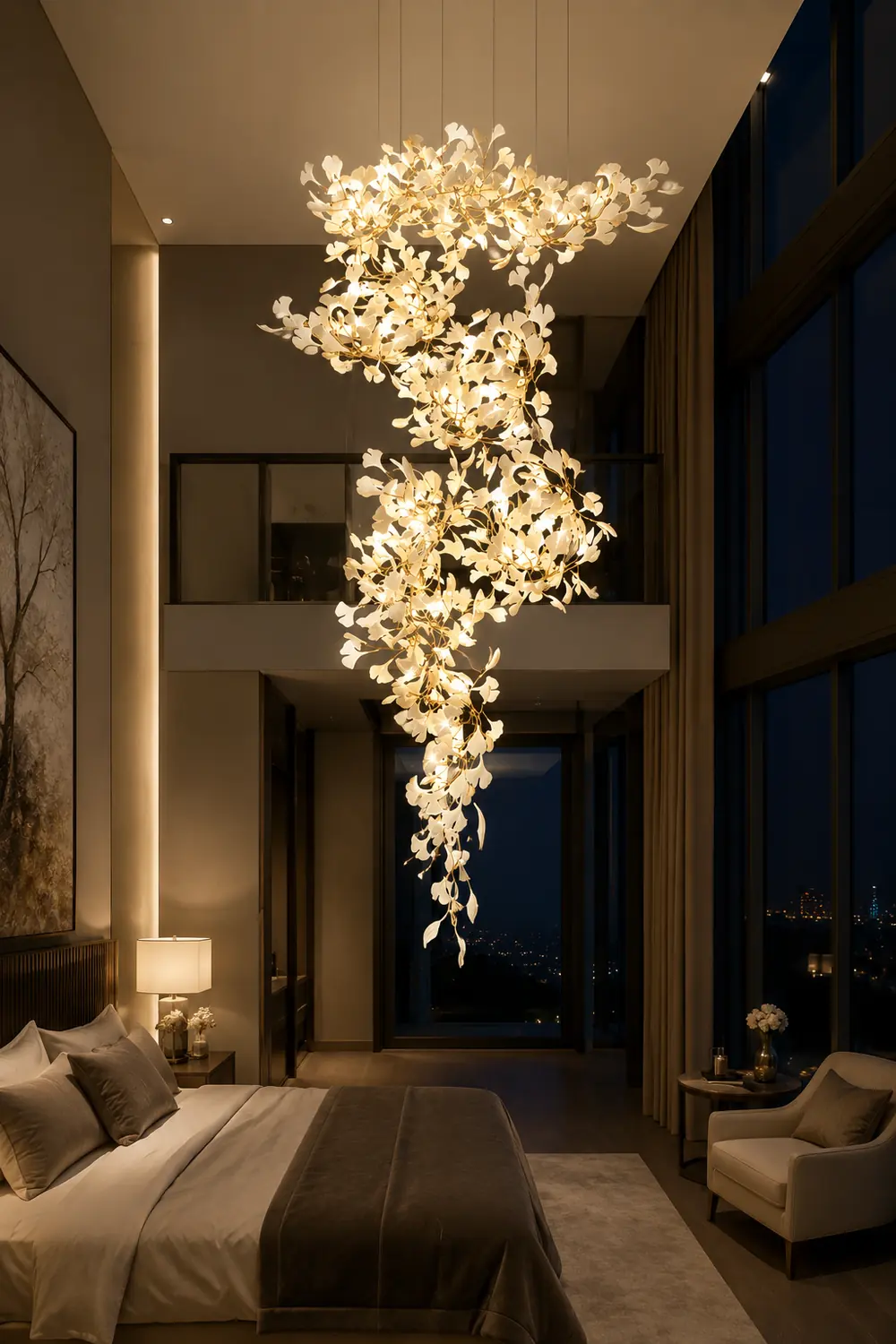 Ophelia Modern Leaf Chandelier Metal/Ceramic Bedroom/Living Room - Lumpaz