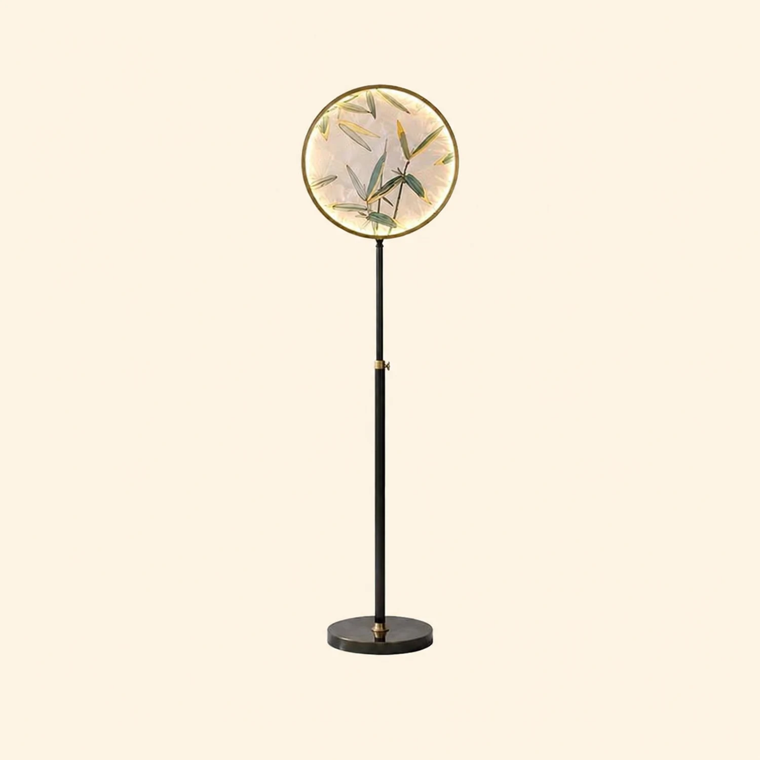 Jade Zen Artistic Circle Floor Lamp, Metal/Glass - Lumpaz