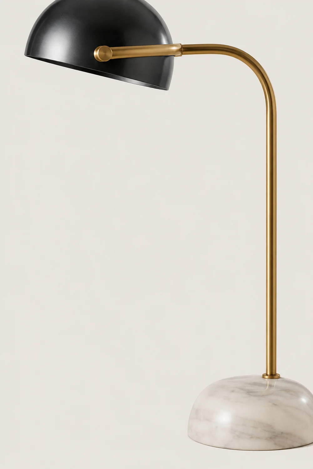 Eryn Floor Lamp Semi Circular Retro/Minimalist, Metal/Marble, Black, Bedroom - Lumpaz