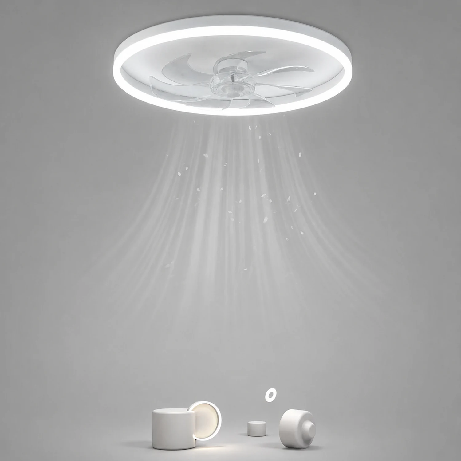 Edge 7-Blade Ring Ceiling Fan with Light, DIA 15.7"/19.7"/23.6" - Lumpaz