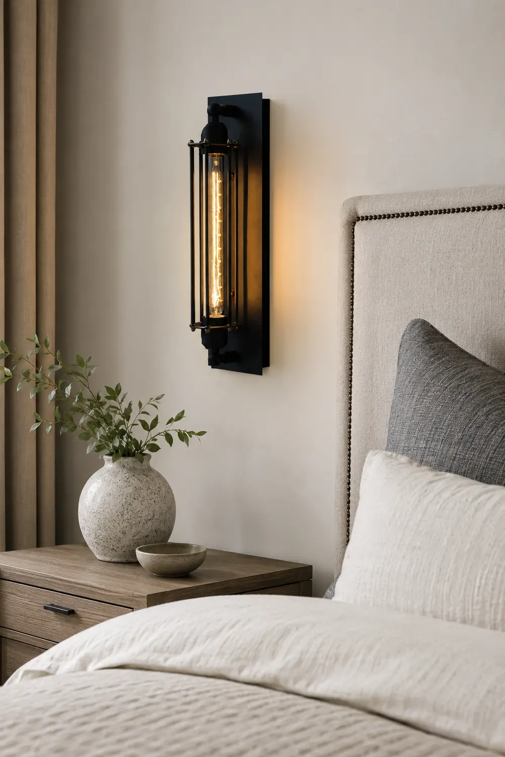 Orr Industial Rectangular Metal/Glass Wall Lamp, Black - Lumpaz