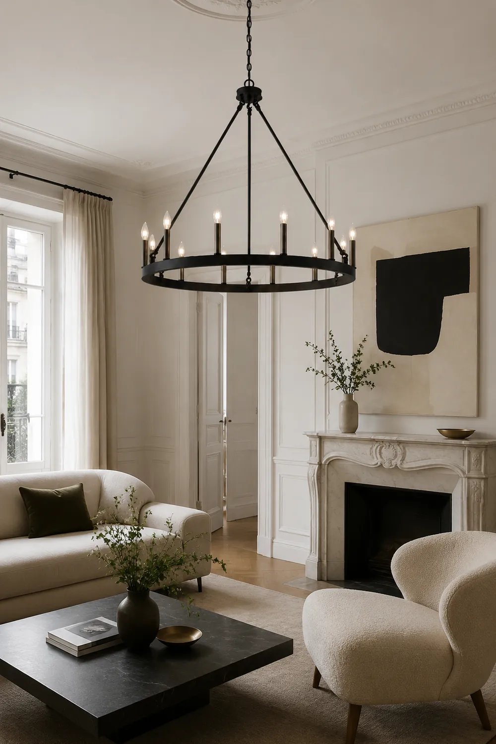 Silva Modern Industrial LED Chandelier Black Metal  Living Room - Lumpaz