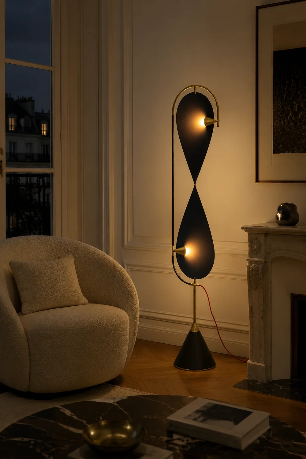 Salgado Modern Minimalist Geometric Metal Floor Lamp, Black - Lumpaz