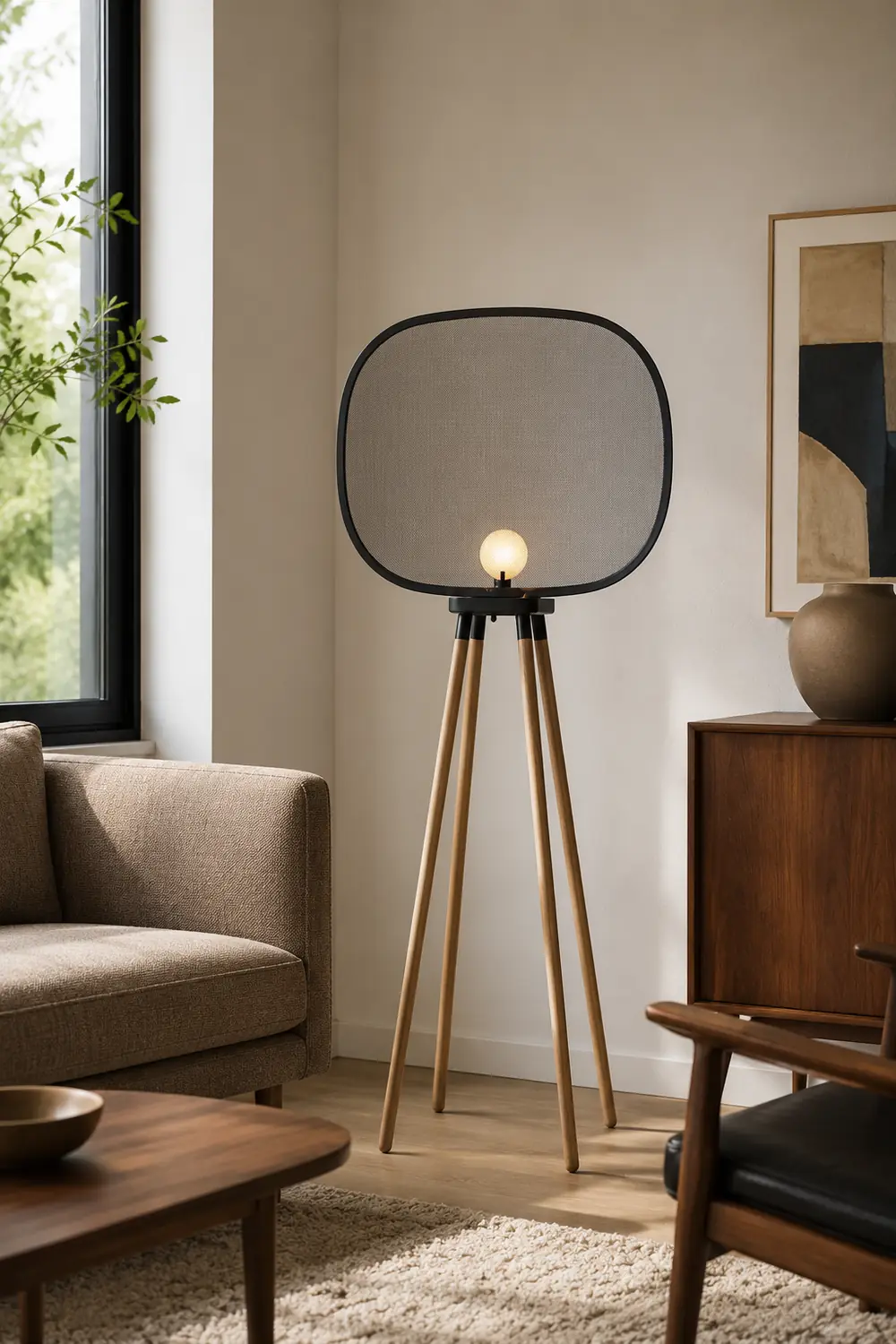 Cooley Modern Design Minimalistic Floor Lamp, Metal & Wood - Lumpaz