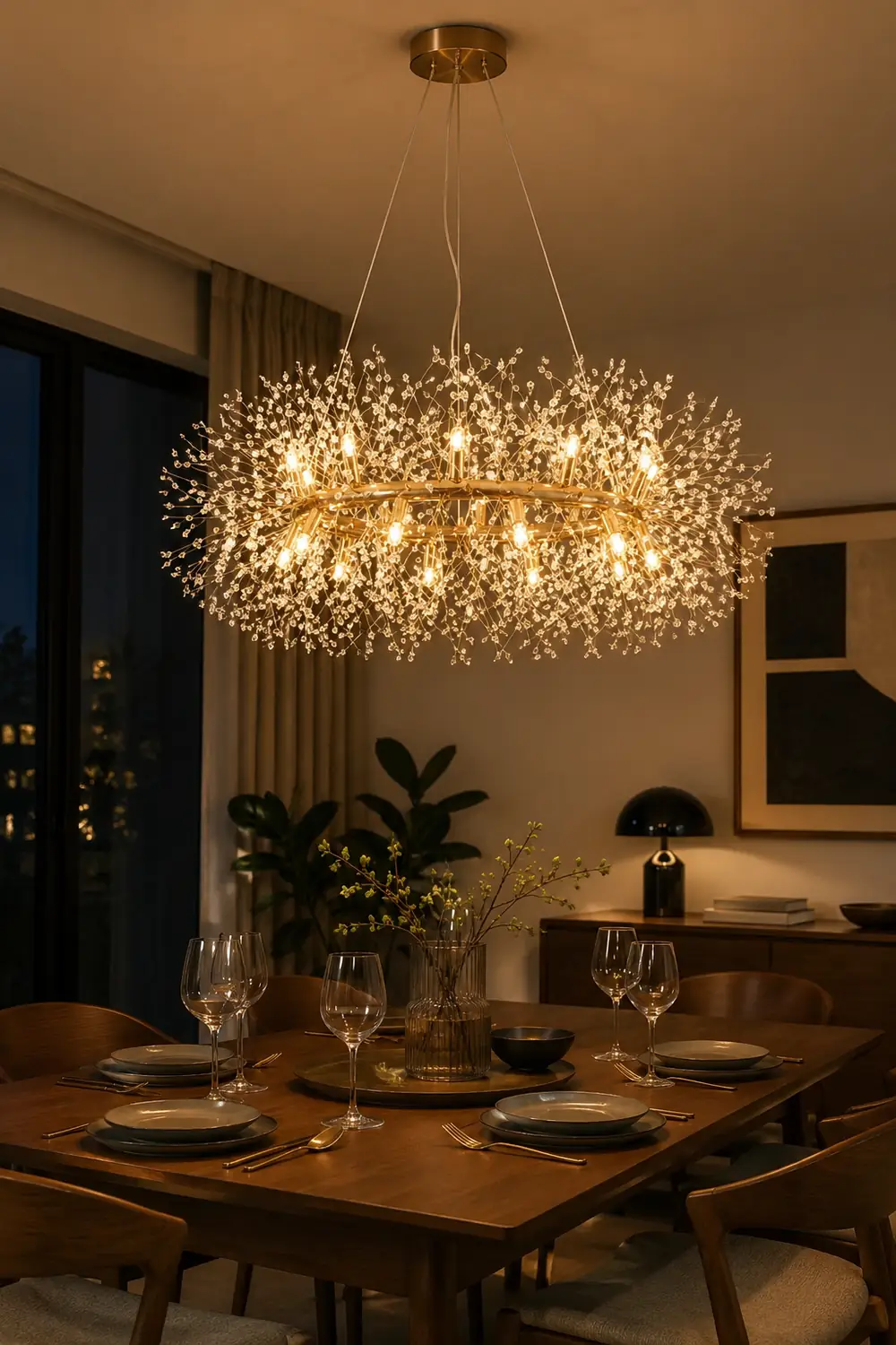 Lili Modern Dandelion LED Pendant Light Gold Metal/Crystal Bedroom/Living Room - Lumpaz