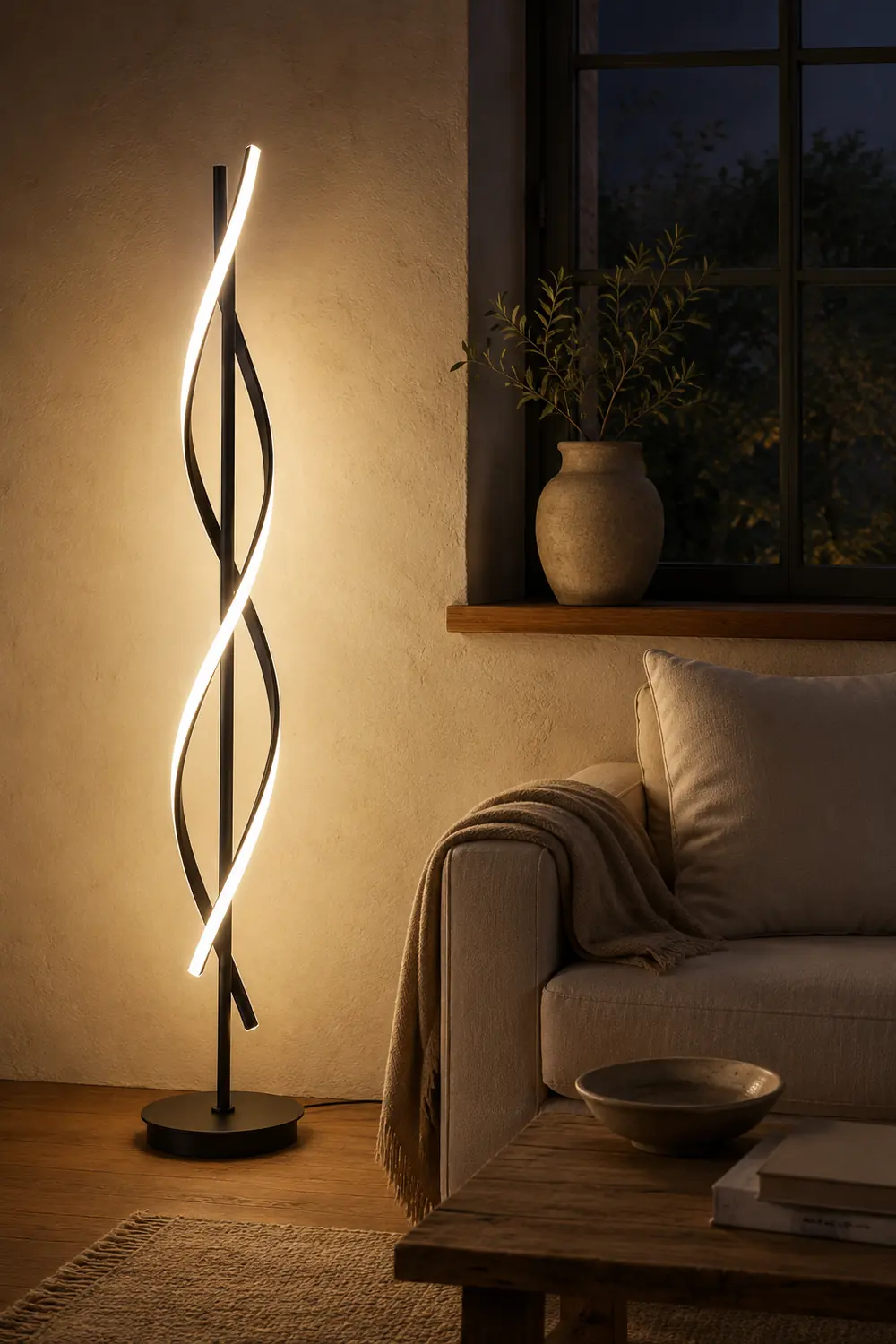 Postmodern Linear Acrylic Floor Lamp, Black/White - Lumpaz