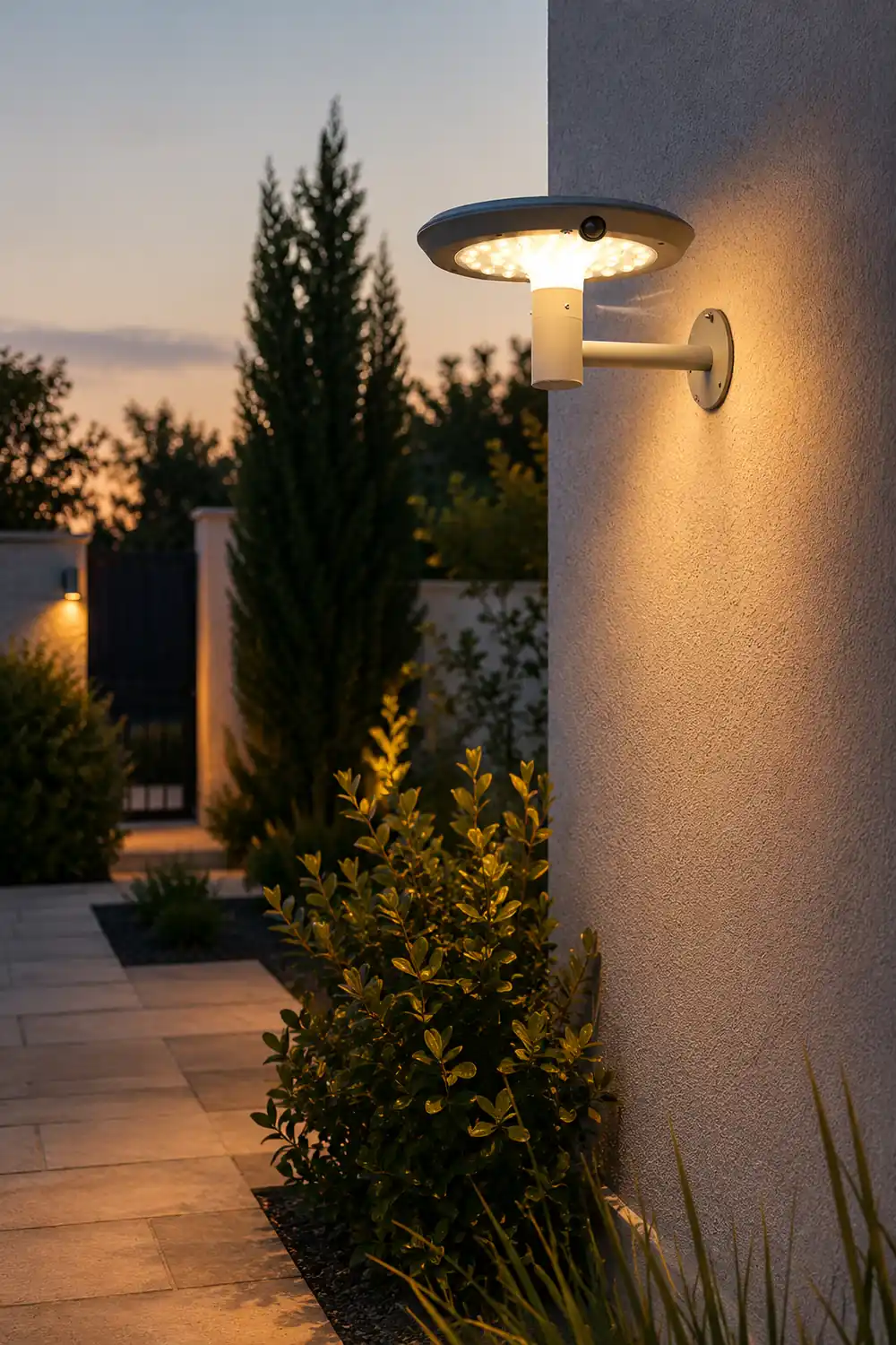 Modern Mushroom LED Solar Wall Light with Dual Motion Sensors - Gray - Lumpaz