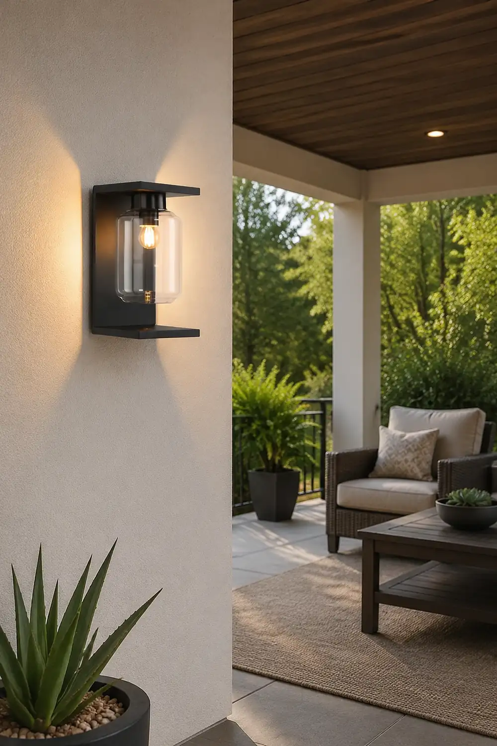 Outdoor Waterproof LED Glass Black Modern Solar Wall Lights with Remote复制 - Lumpaz