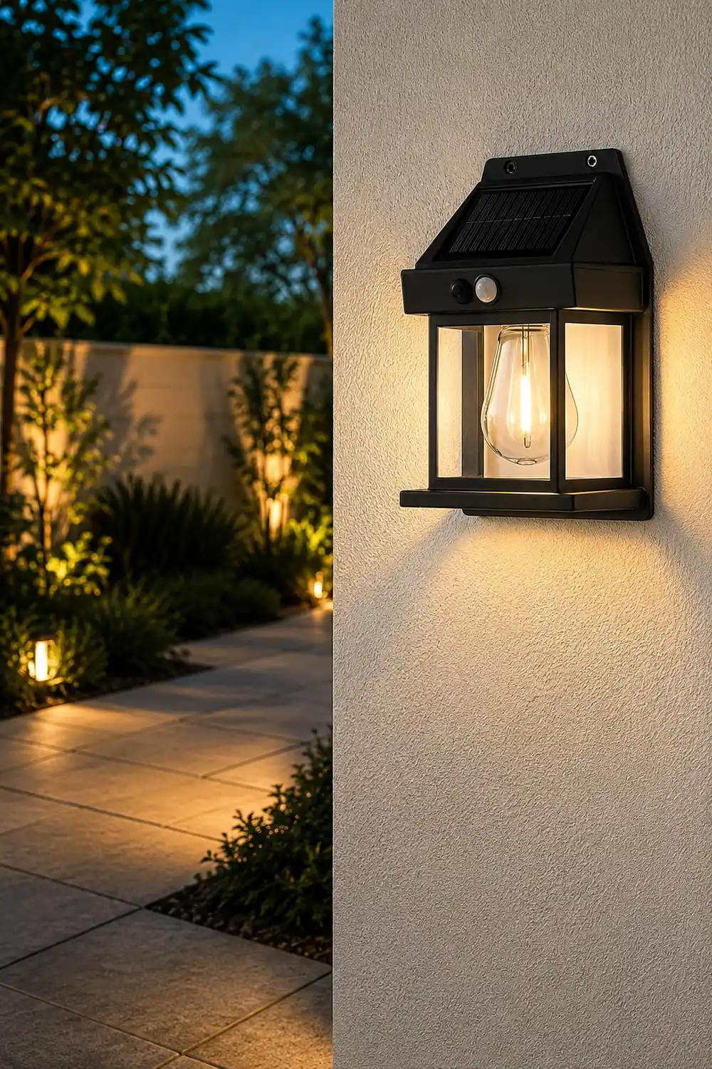 Waterproof Tungsten Bulb Intelligent Three Modes Modern Solar Wall Lights - Lumpaz