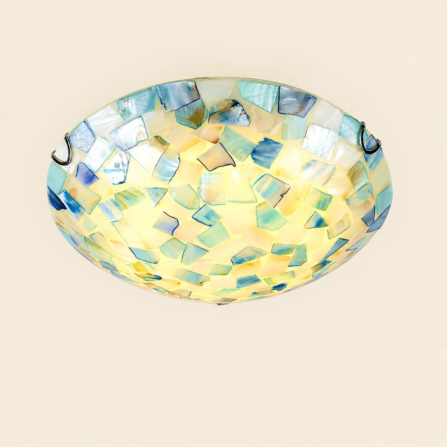 Morandi Modern Semi-Globe Metal/Shell LED Flush Mount Ceiling Light White/Blue/Orange - Lumpaz