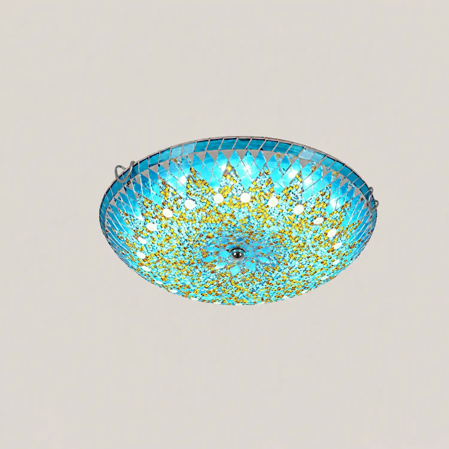 Eryn Modern Mediterranean Glass Flush Mount Ceiling Light Blue/Yellow/White - Lumpaz