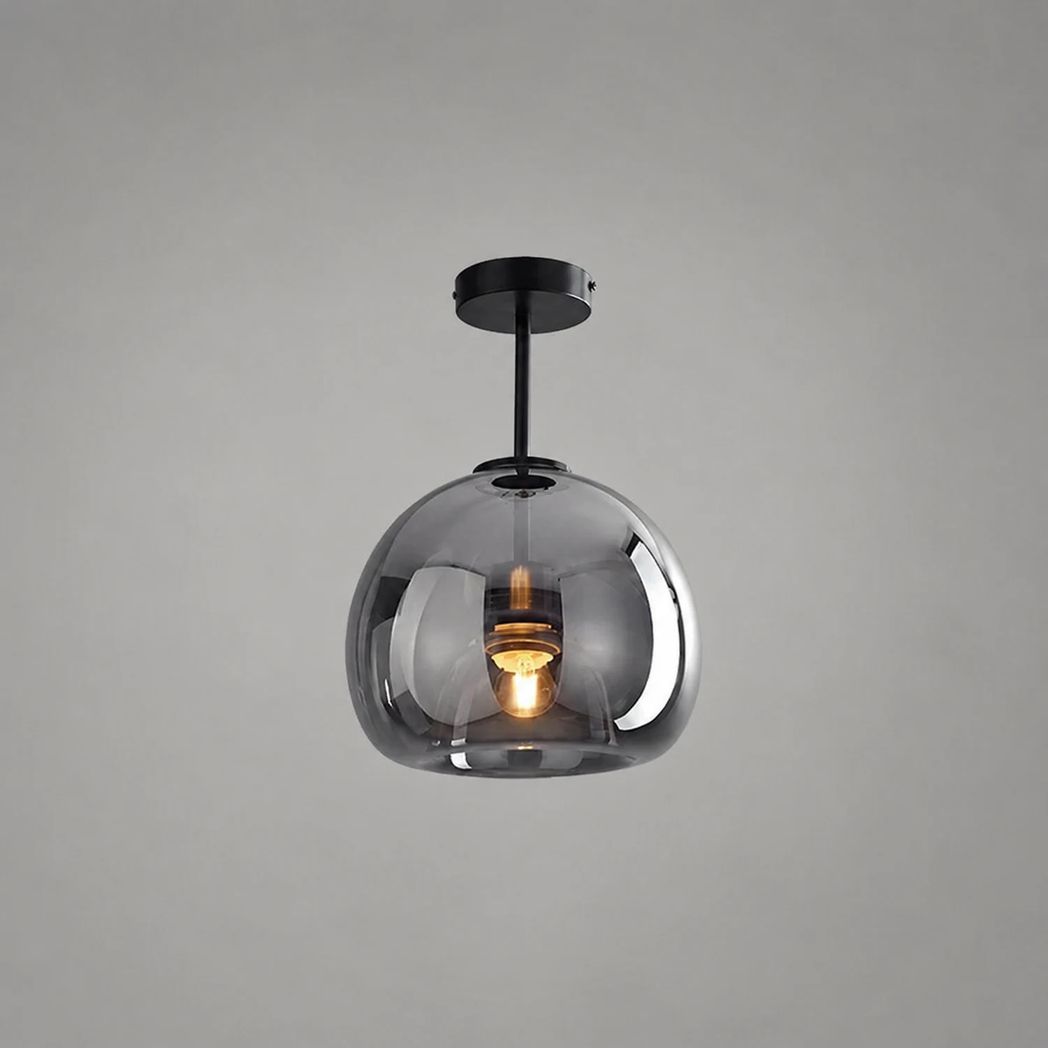 Sanna Modern Dome Glass Semi-Flush Mount Ceiling Light/Pendant Light, Gold/Black - Lumpaz