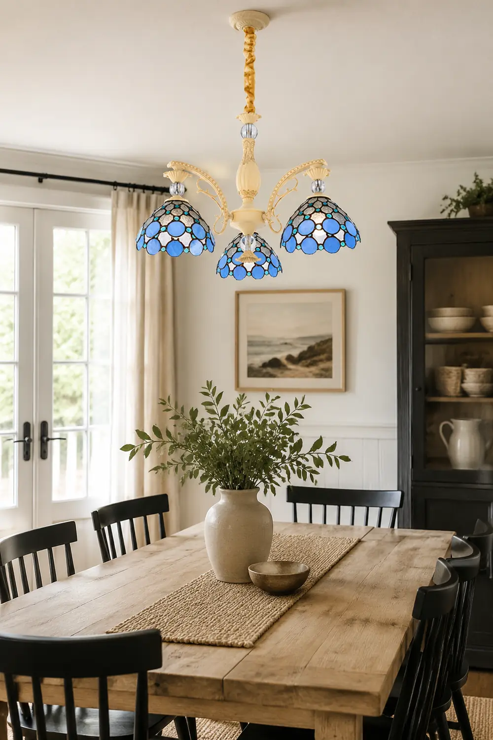 Alessio Mediterranean Branch Glass/Metal Chandelier, Blue - Lumpaz