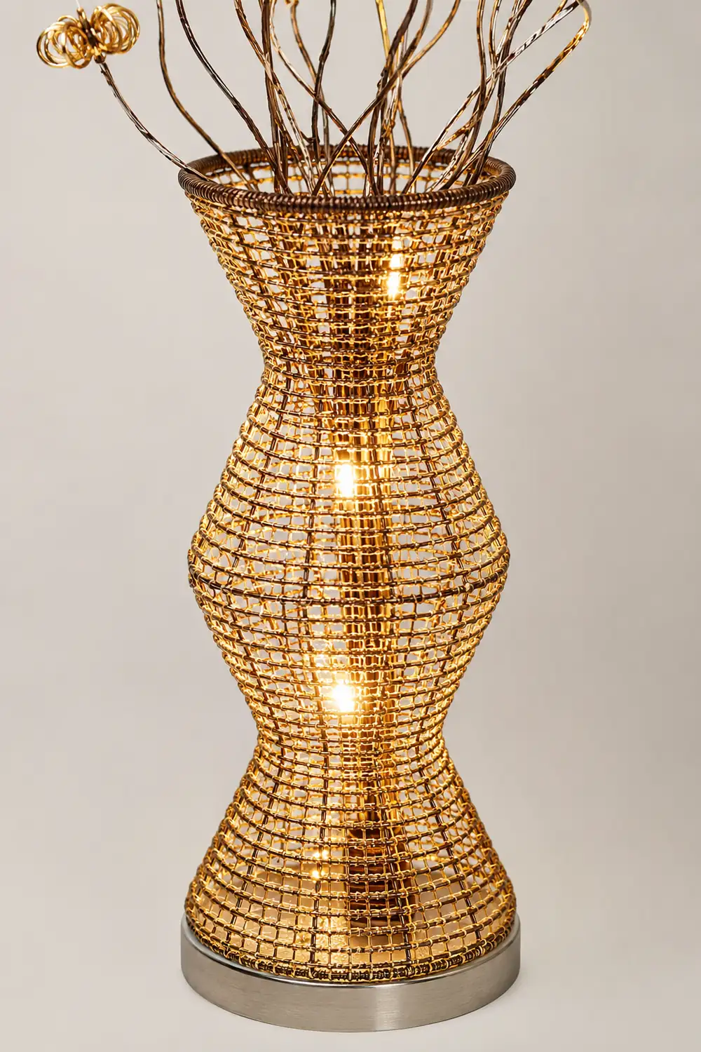 Bella Scandinavian Style Art Deco Handmade Metal Vase Gold Floor Lamp - Lumpaz