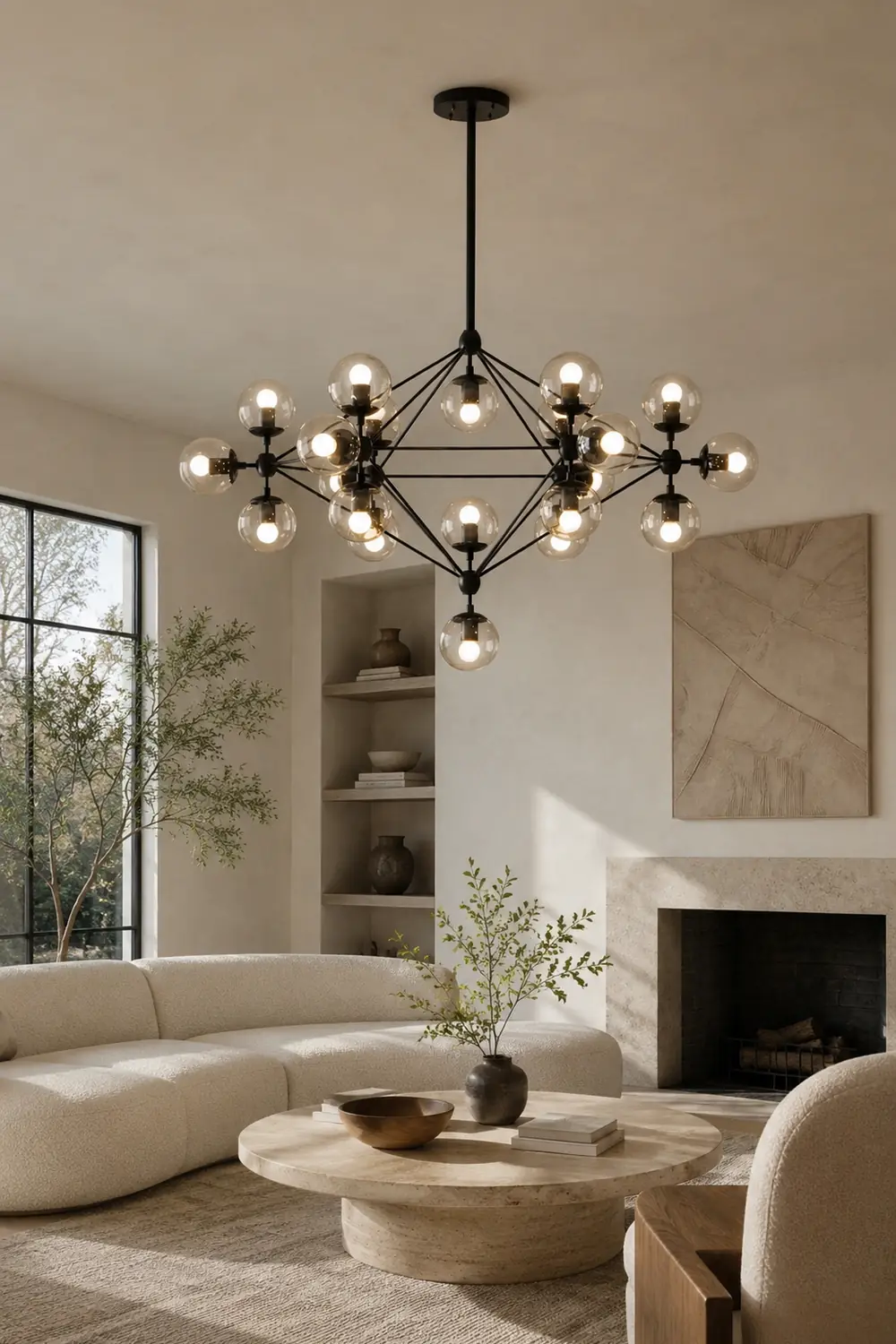 Valentina Pendant Light Bubble Modern, Glass/Metal, Black, Bedroom - Lumpaz