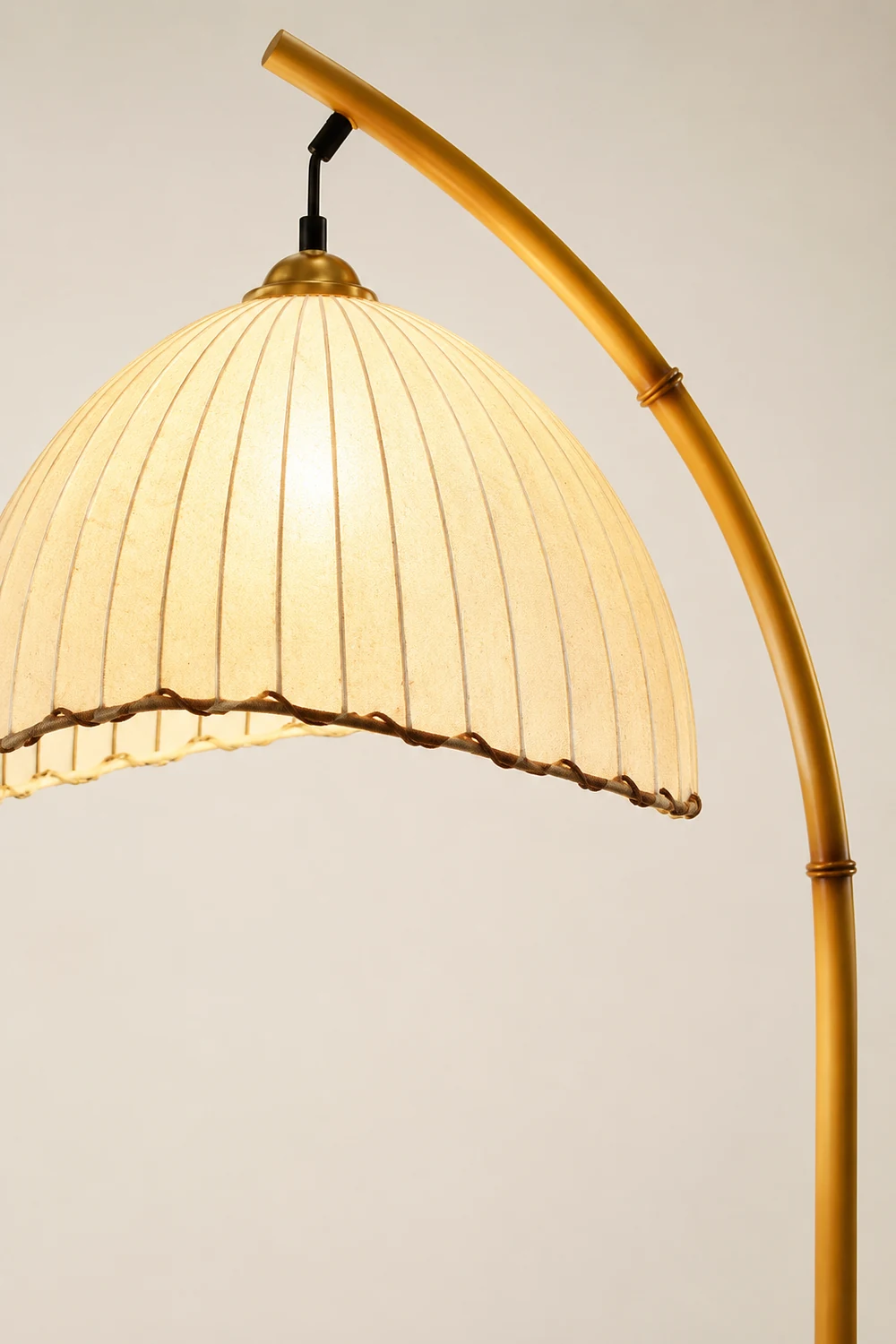 Ozawa Vintage Bamboo Shape Metal/Fabric Floor Lamp White - Lumpaz