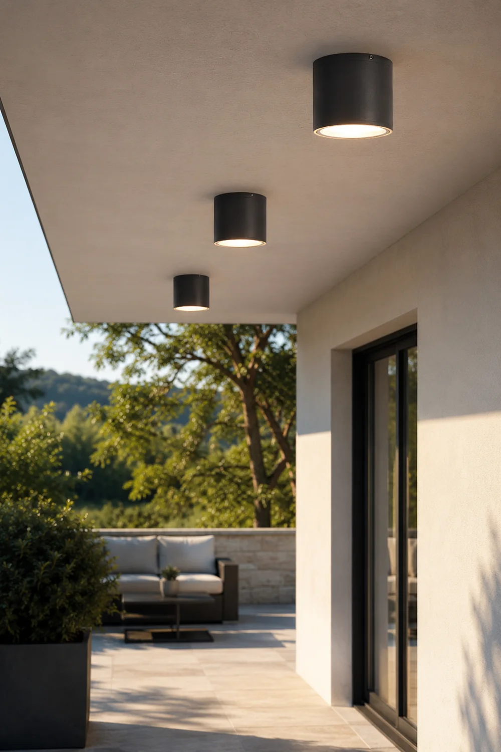 Orr Modern Black Cylindrical Flush Mount Ceiling Light, Metal/Glass - Lumpaz