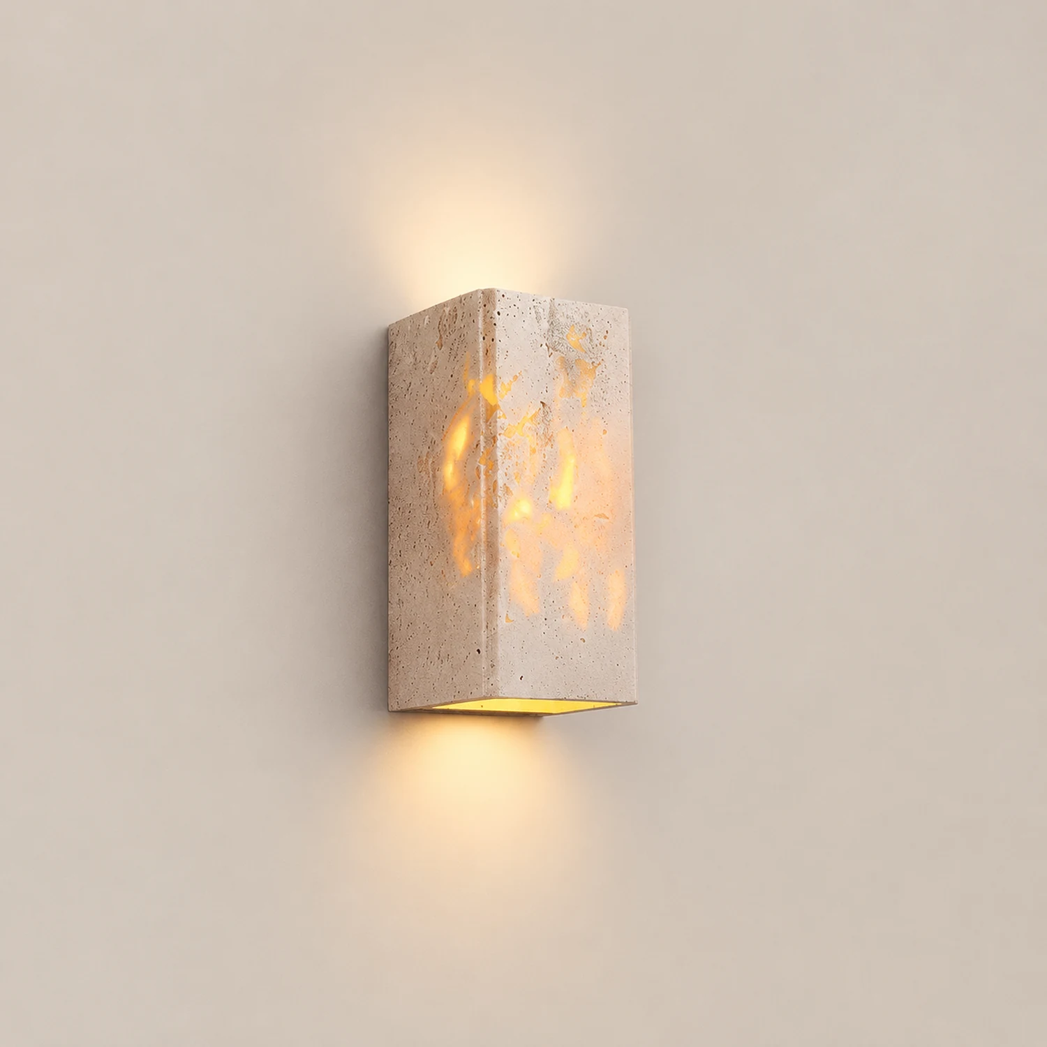 Wabi-Sabi Yellow Travertine LED Wall Sconce - Square/Rectangle - Lumpaz