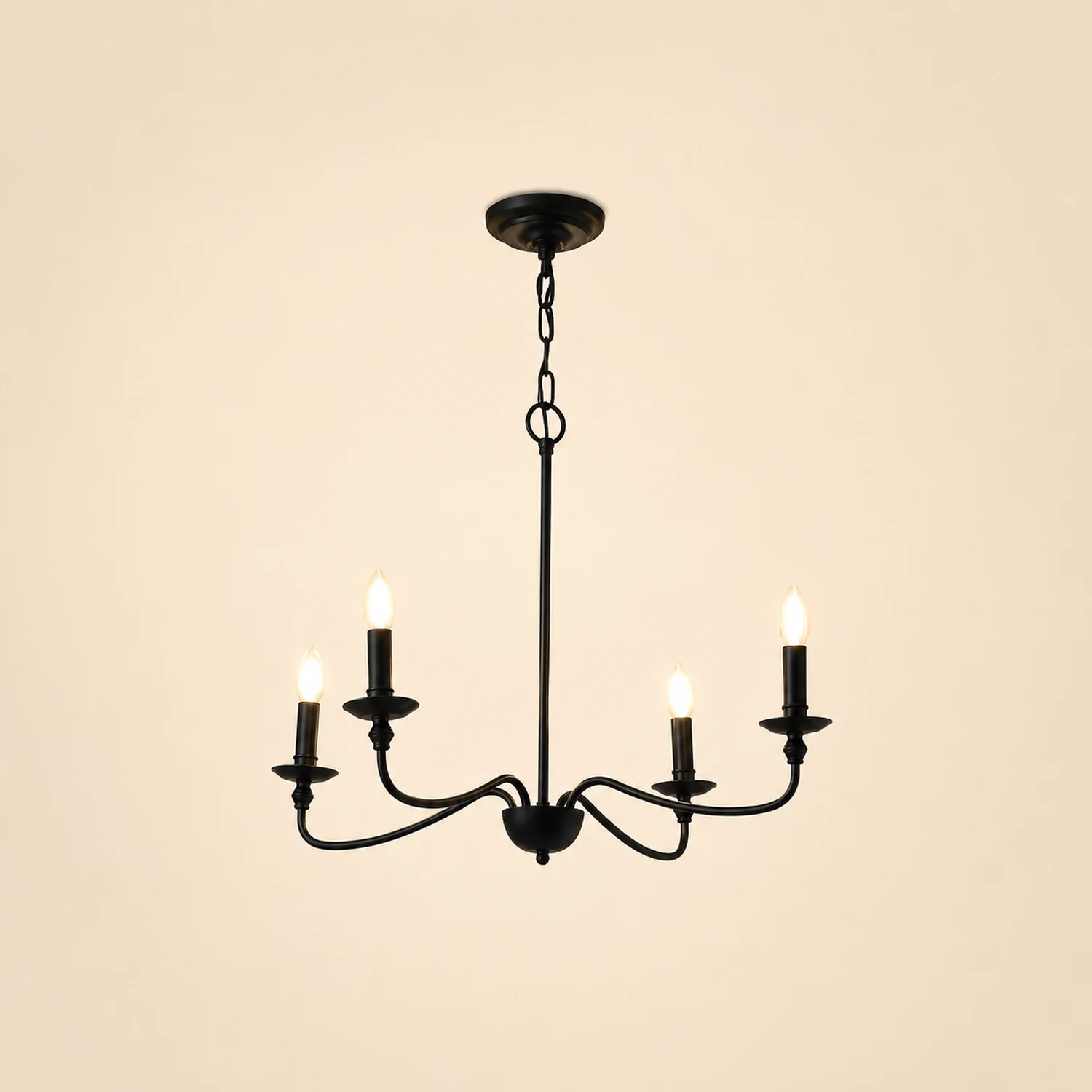 Silva Retro Vintage Candle Metal Chandelier, Black/Gold - Lumpaz