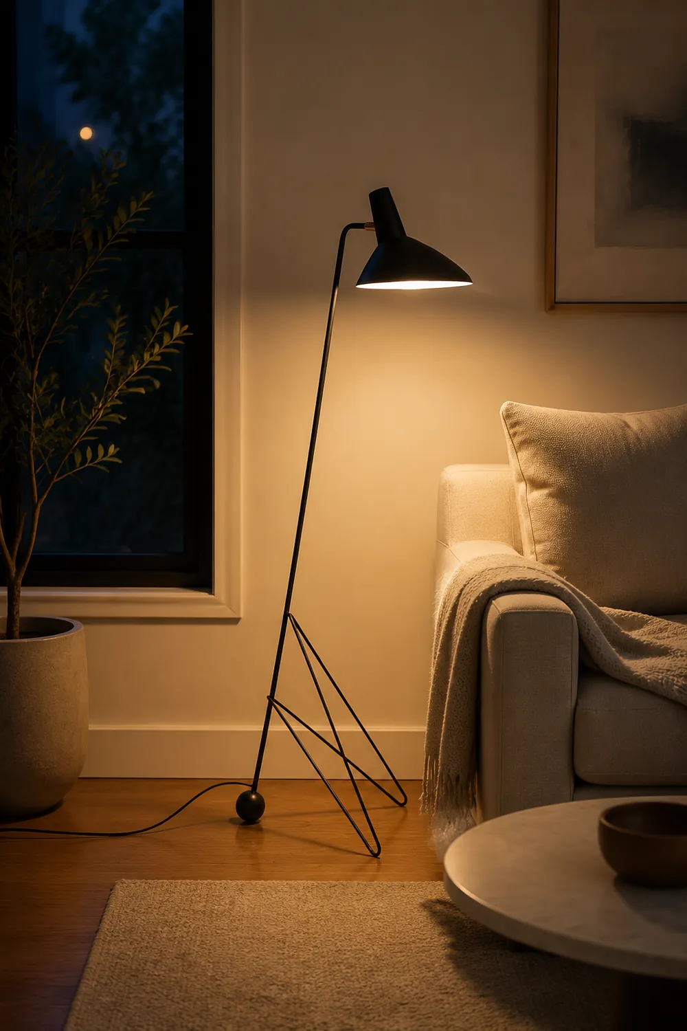 Salgado Modern Minimalist Geometric Tripod Metal Floor Lamp, Black - Lumpaz