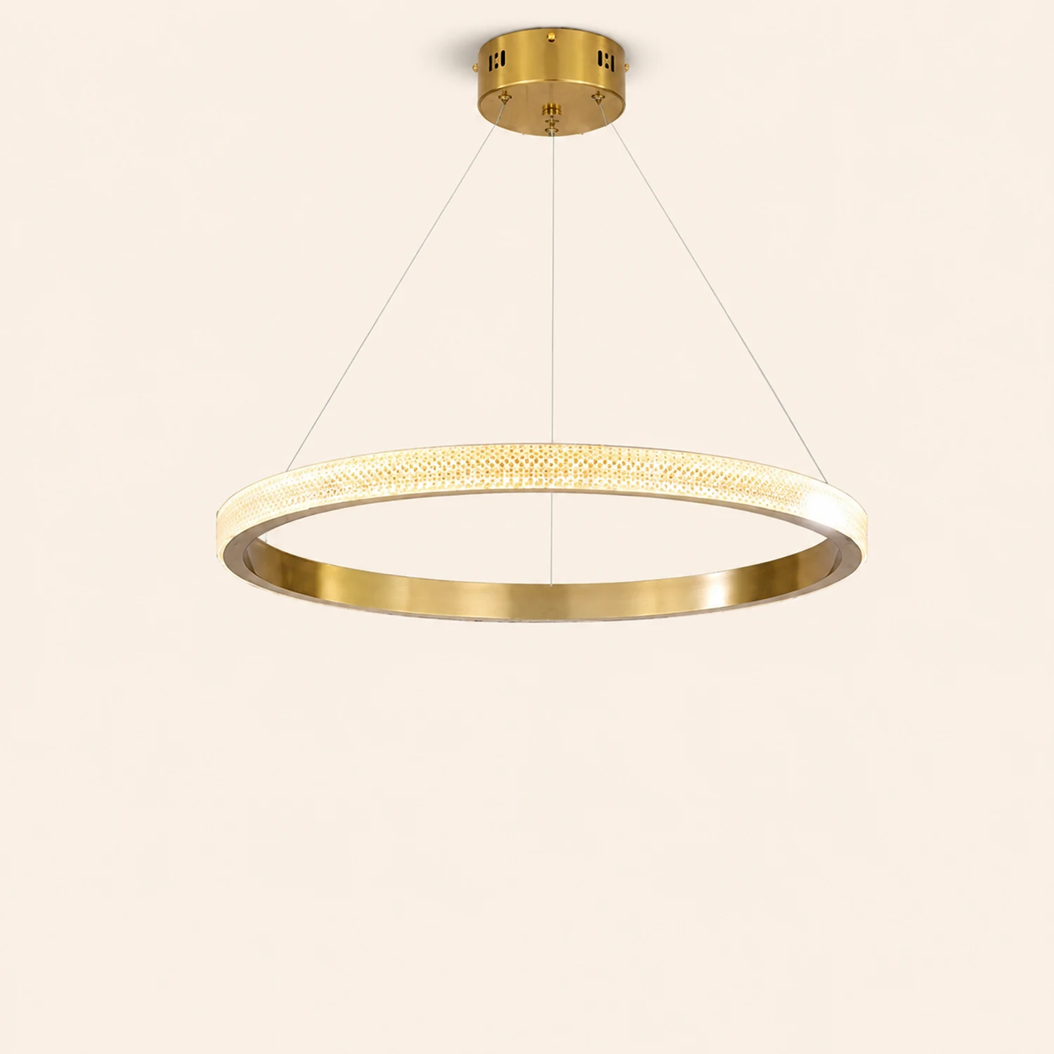 Kirsten Modern Ring Metal/Arcylic LED Pendant Light, Black/Gold - Lumpaz