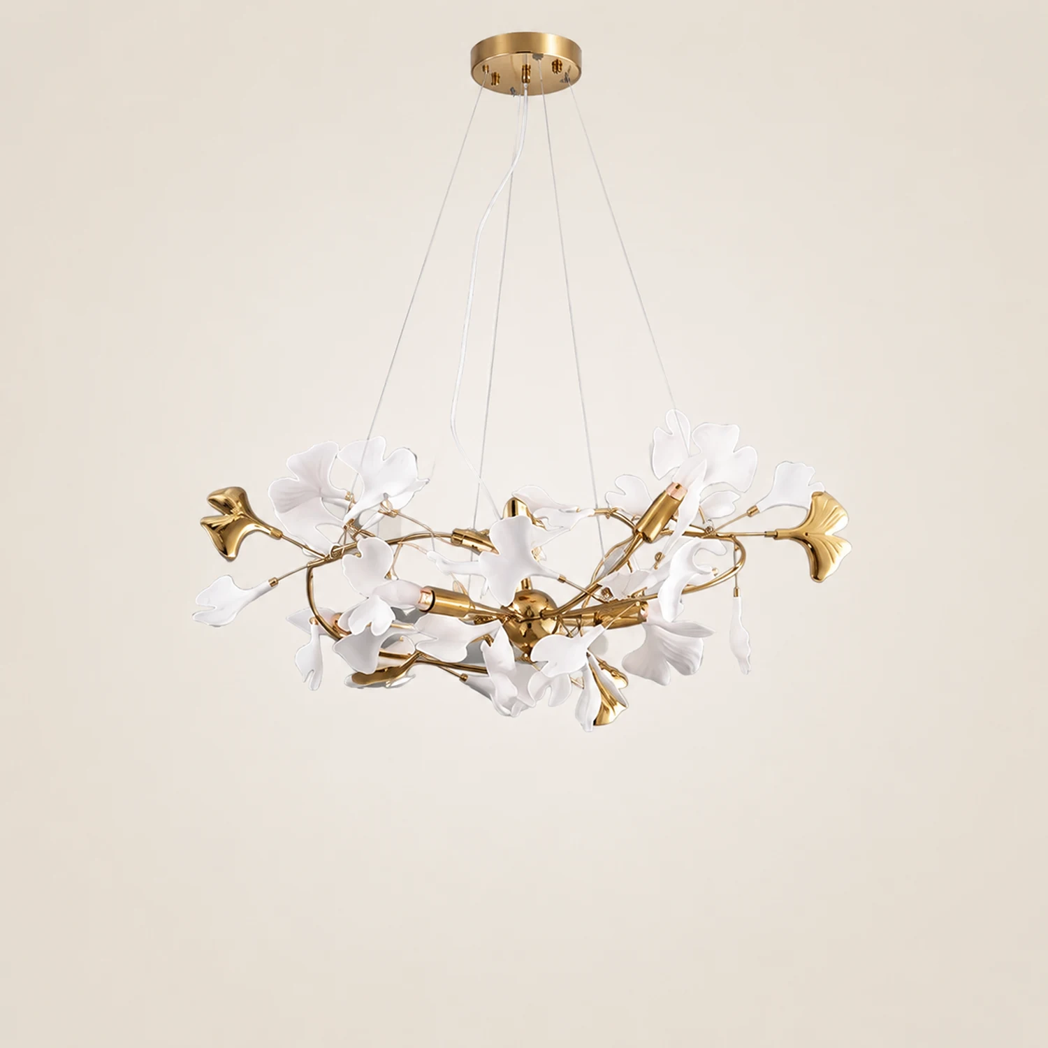 Ophelia Gildglow Luxury Ceramic Chandelier Large Foyer Gingko Leaf Living Room - Lumpaz