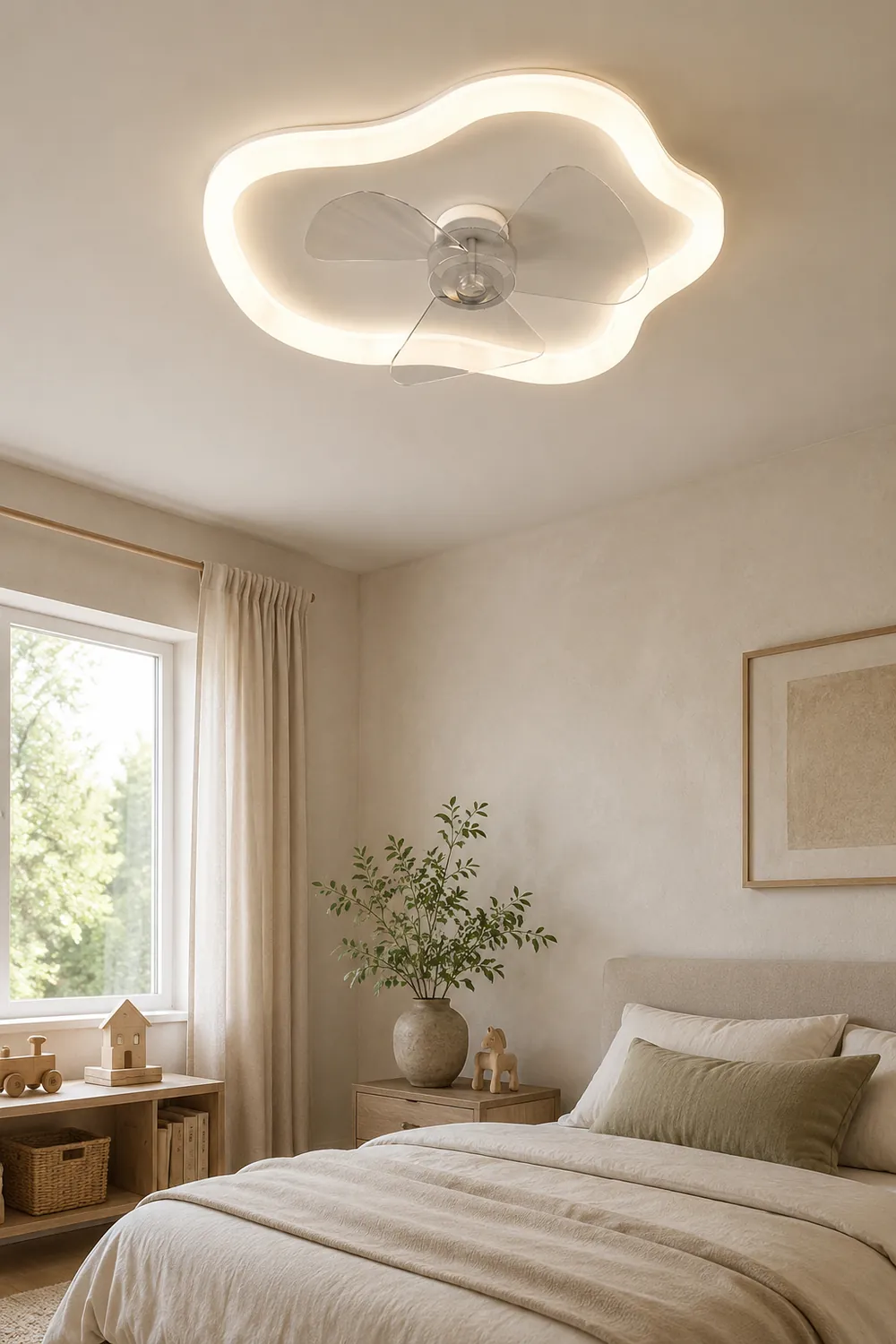 Minori Cloud Ceiling Fan with Light, L 18.1"/23.6" - Lumpaz